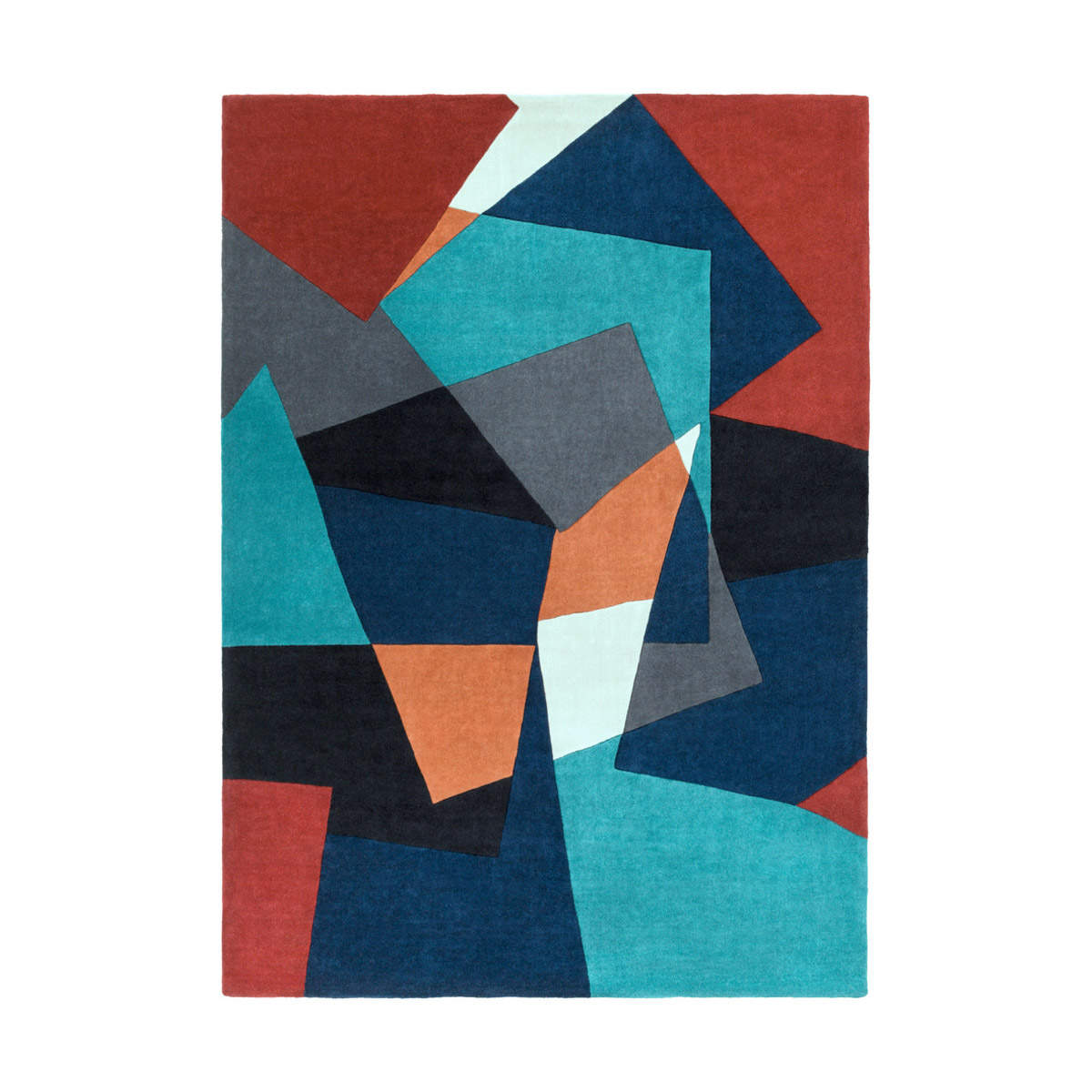 Cosmopolitan 132 X 96 inch Burnt Orange/Navy/Teal/Black/Dark Red/White Rugs, Polyester