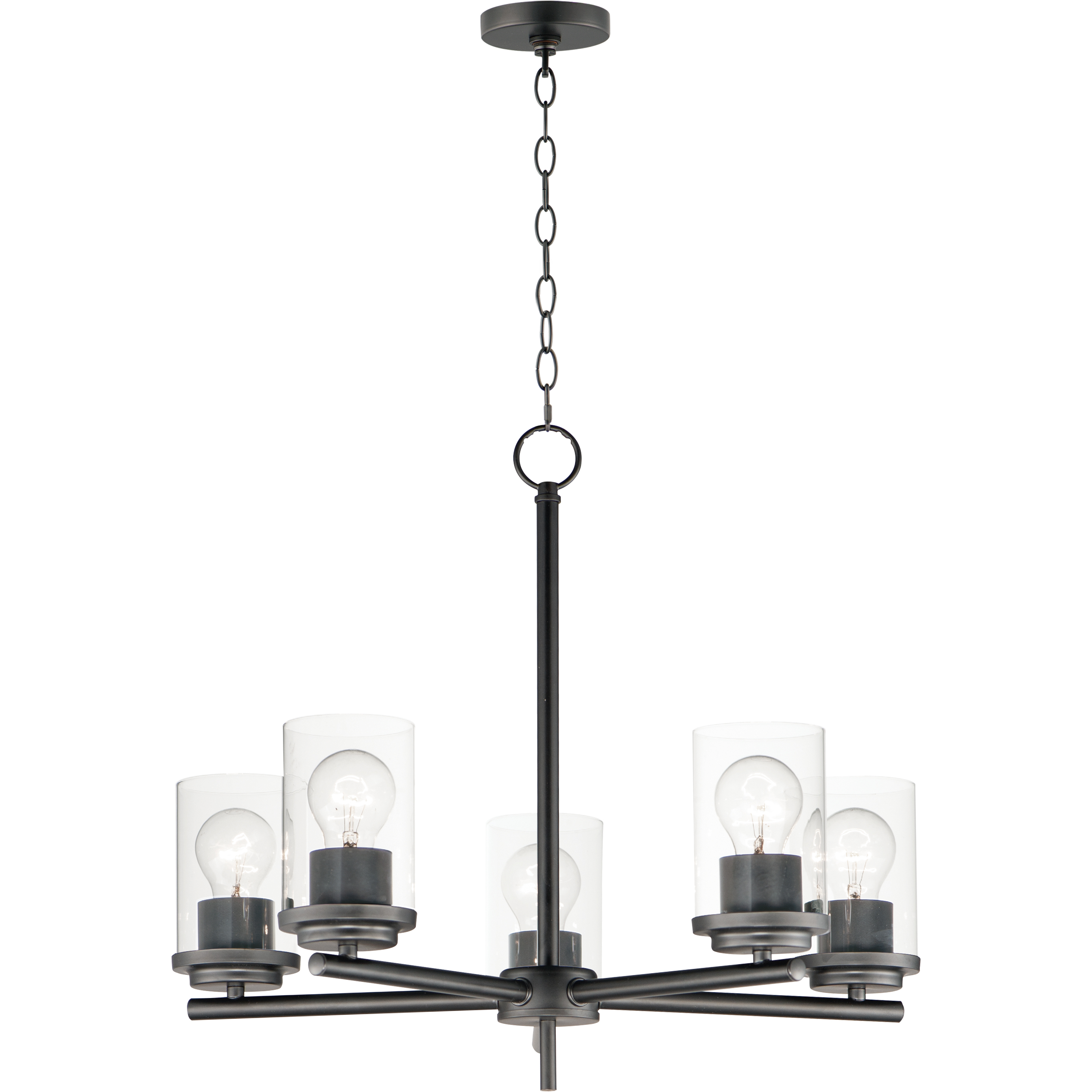 Corona 5 Light 22 inch Black Single-Tier Chandelier Ceiling Light in Clear