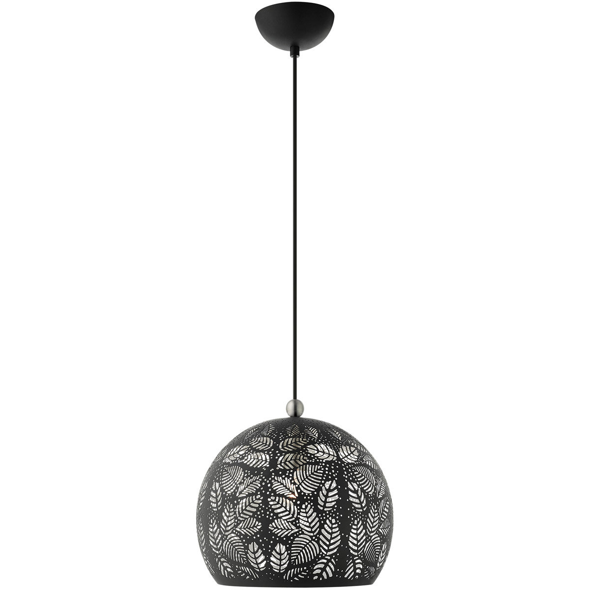 Chantily 1 Light 11.75 inch Black with Brushed Nickel Accents Pendant Ceiling Light