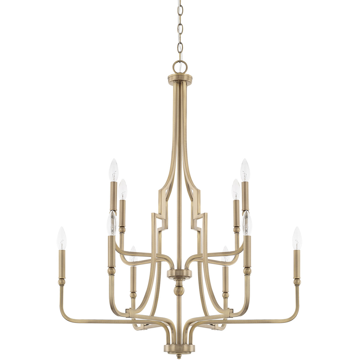 Dawson 10 Light 30 inch Aged Brass Chandelier Ceiling Light