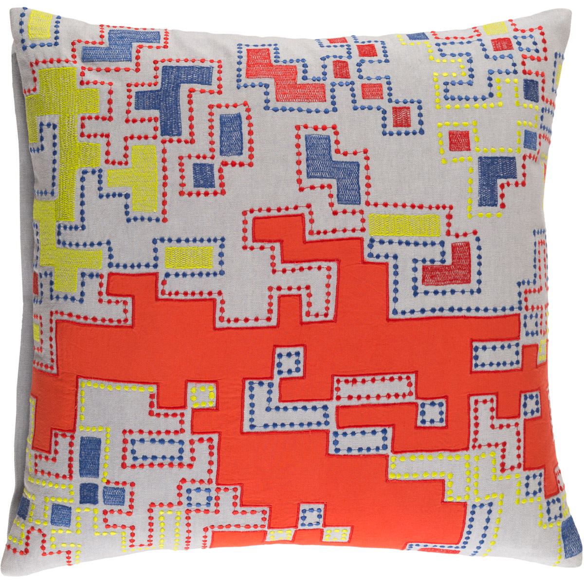 Macro 18 X 18 inch Burnt Orange and Lime Throw Pillow