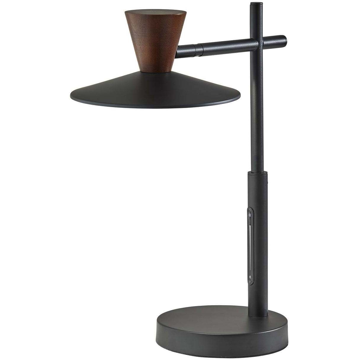 Elmore 16.5 inch 8 watt Black and Walnut Wood LED Desk Lamp Portable Light, with Smart Switch