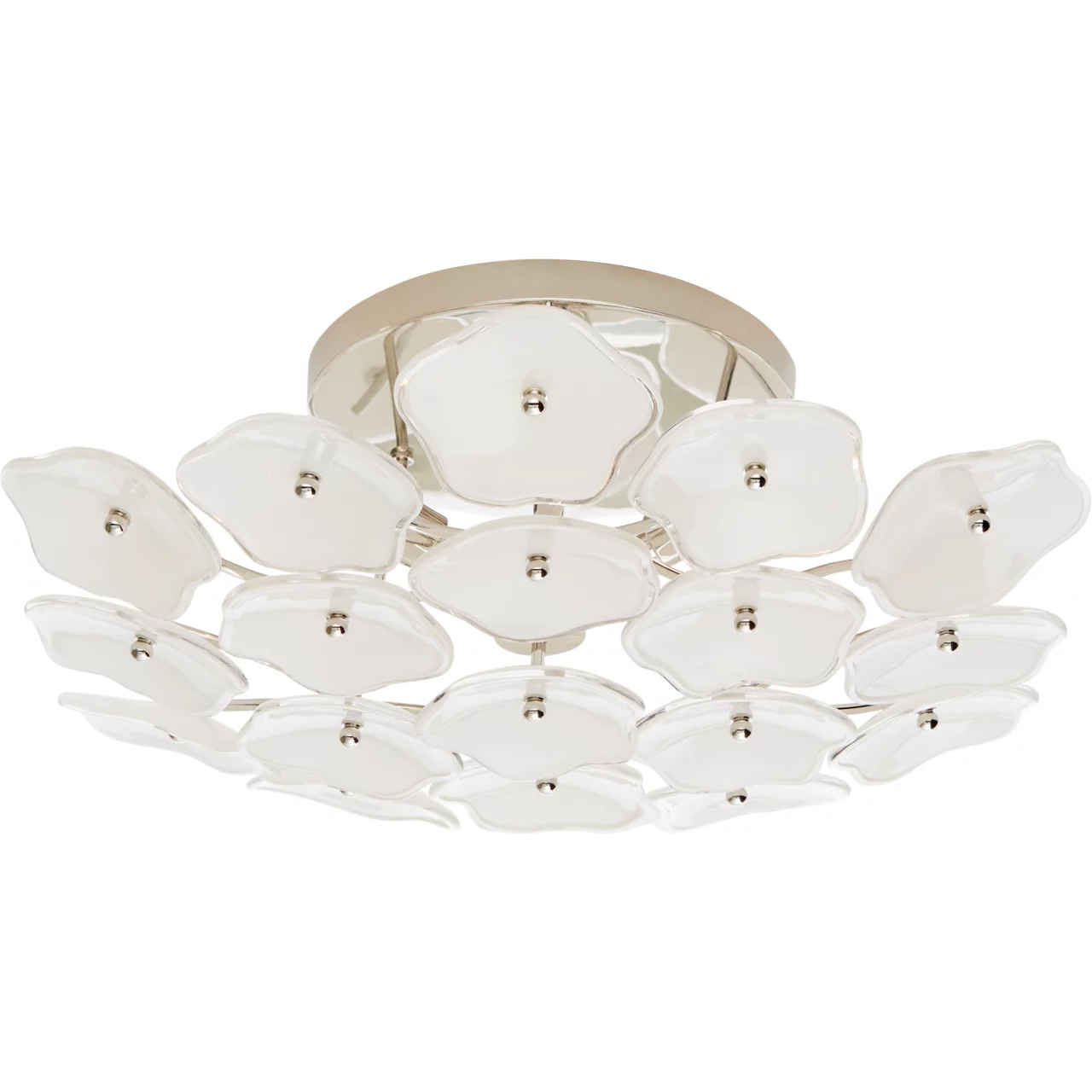 kate spade new york Leighton 3 Light 20 inch Polished Nickel Flush Mount Ceiling Light in Cream Tinted Glass, Medium