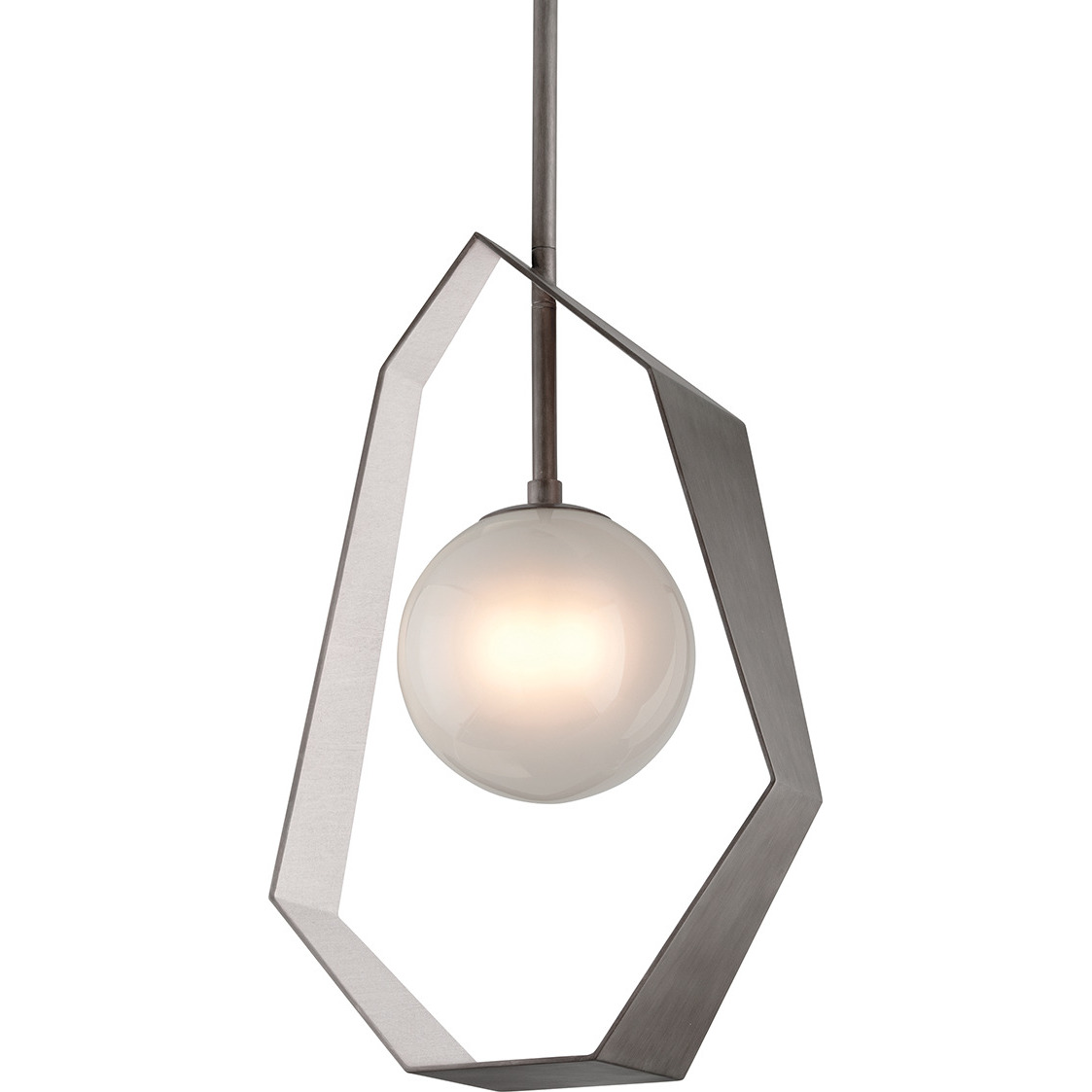 Origami 1 Light 12 inch Graphite/Silver Leaf/Stainless Steel Chandelier Ceiling Light