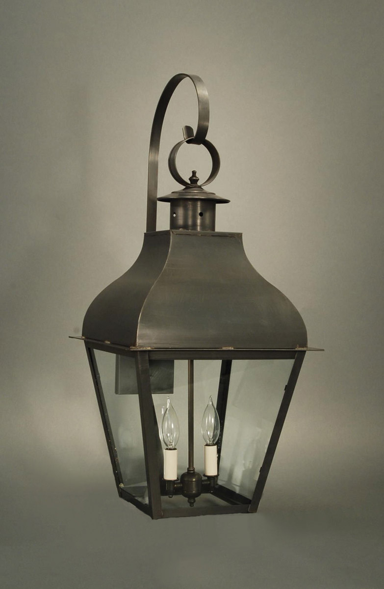 Stanfield 2 Light 29.5 inch Antique Brass Outdoor Wall Light in Clear Seedy Glass, Two 60W Candelabra