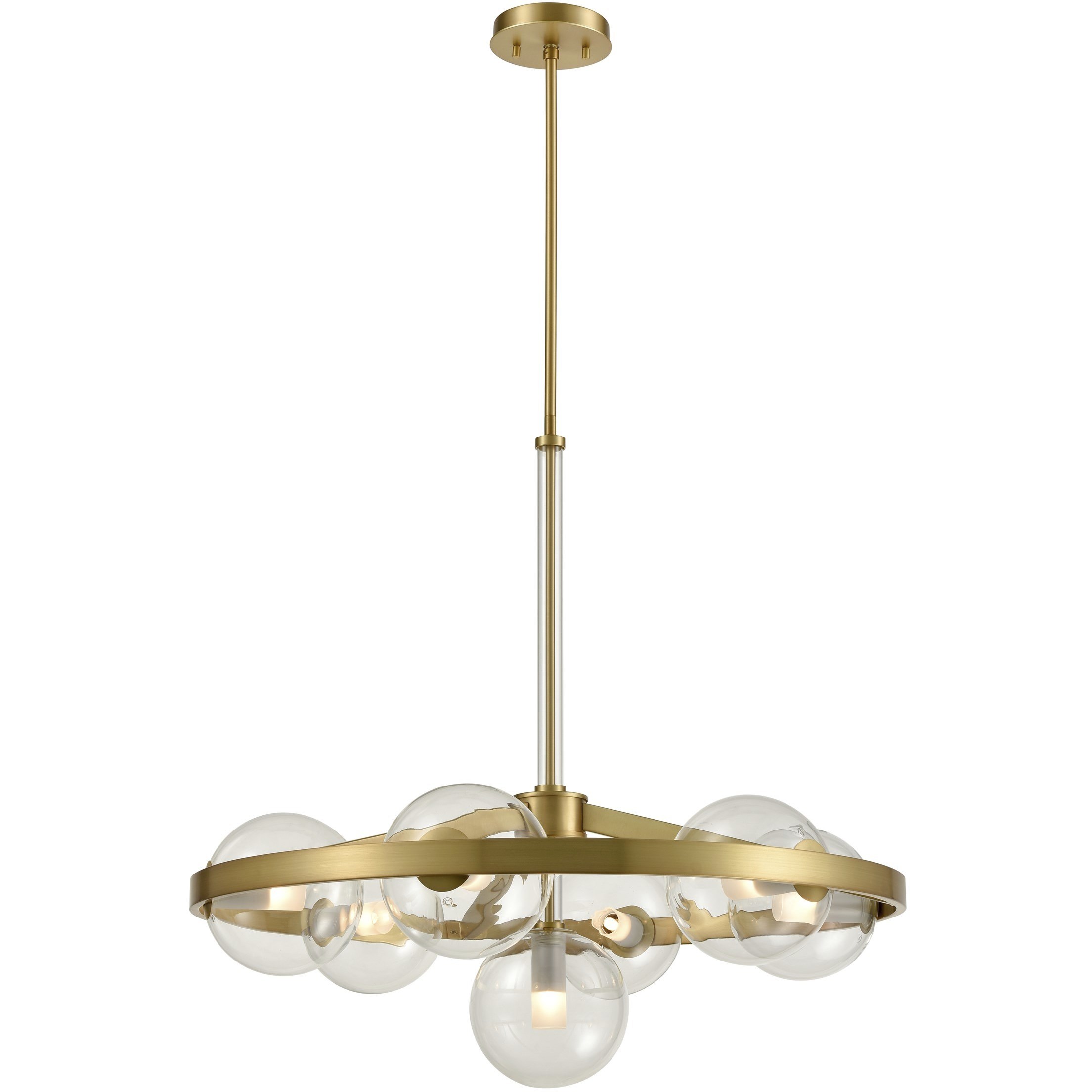 Courcelette 7 Light Venetian Brass Chandelier Ceiling Light in Clear Glass