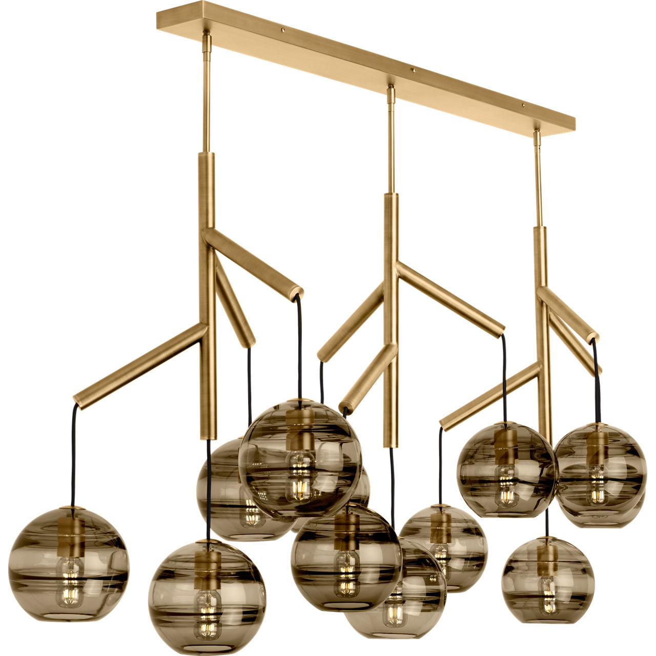 Sean Lavin Sedona 24.5 inch Aged Brass Chandelier Ceiling Light in Incandescent, Transparent Smoke Glass