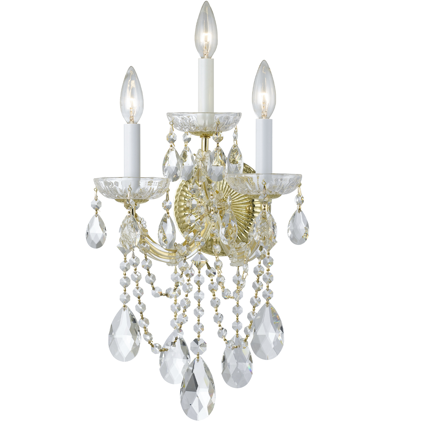 Maria Theresa Sconce Wall Light in Clear Hand Cut, Gold