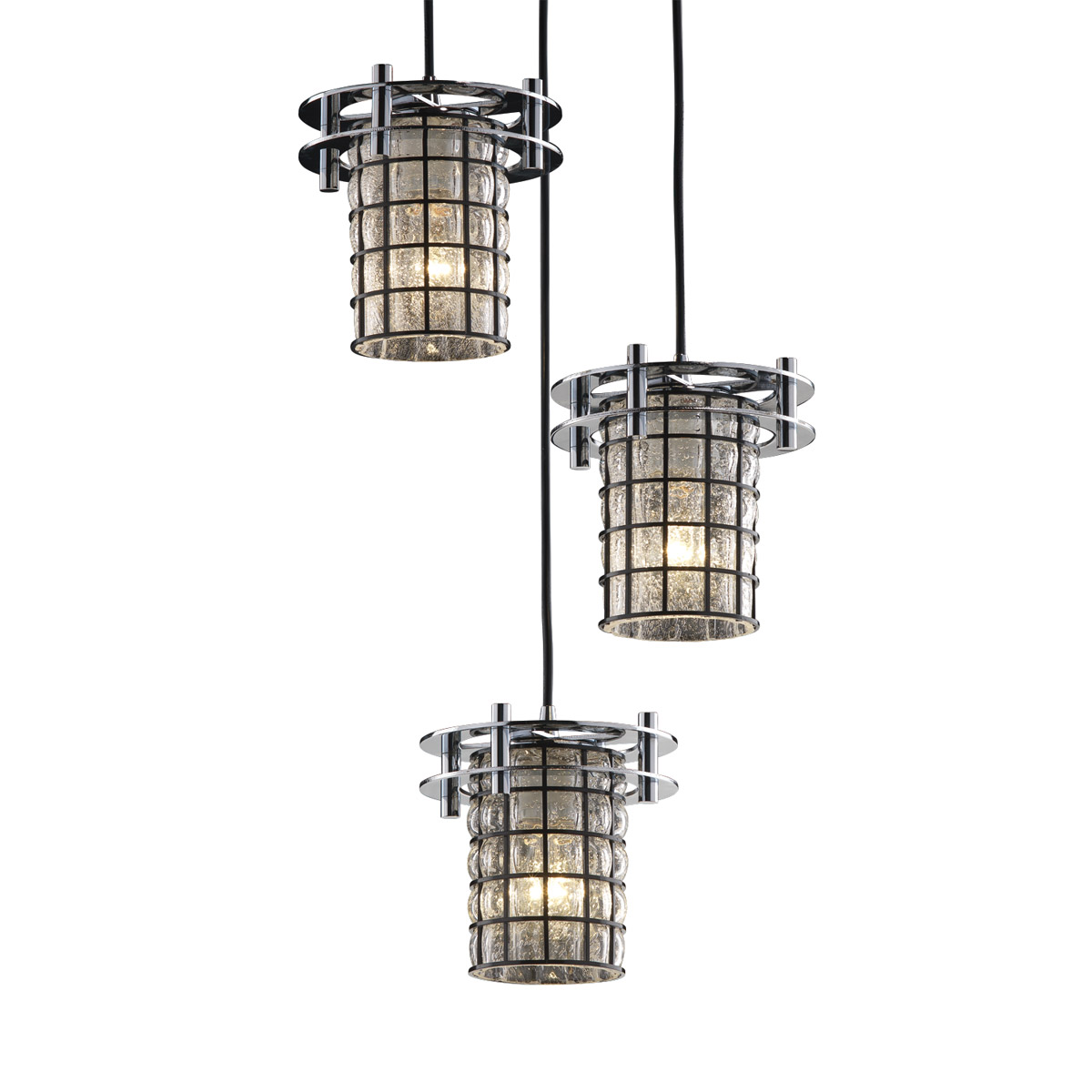 Circa 3 Light 7 inch Polished Chrome Pendant Ceiling Light in Grid with Clear Bubbles