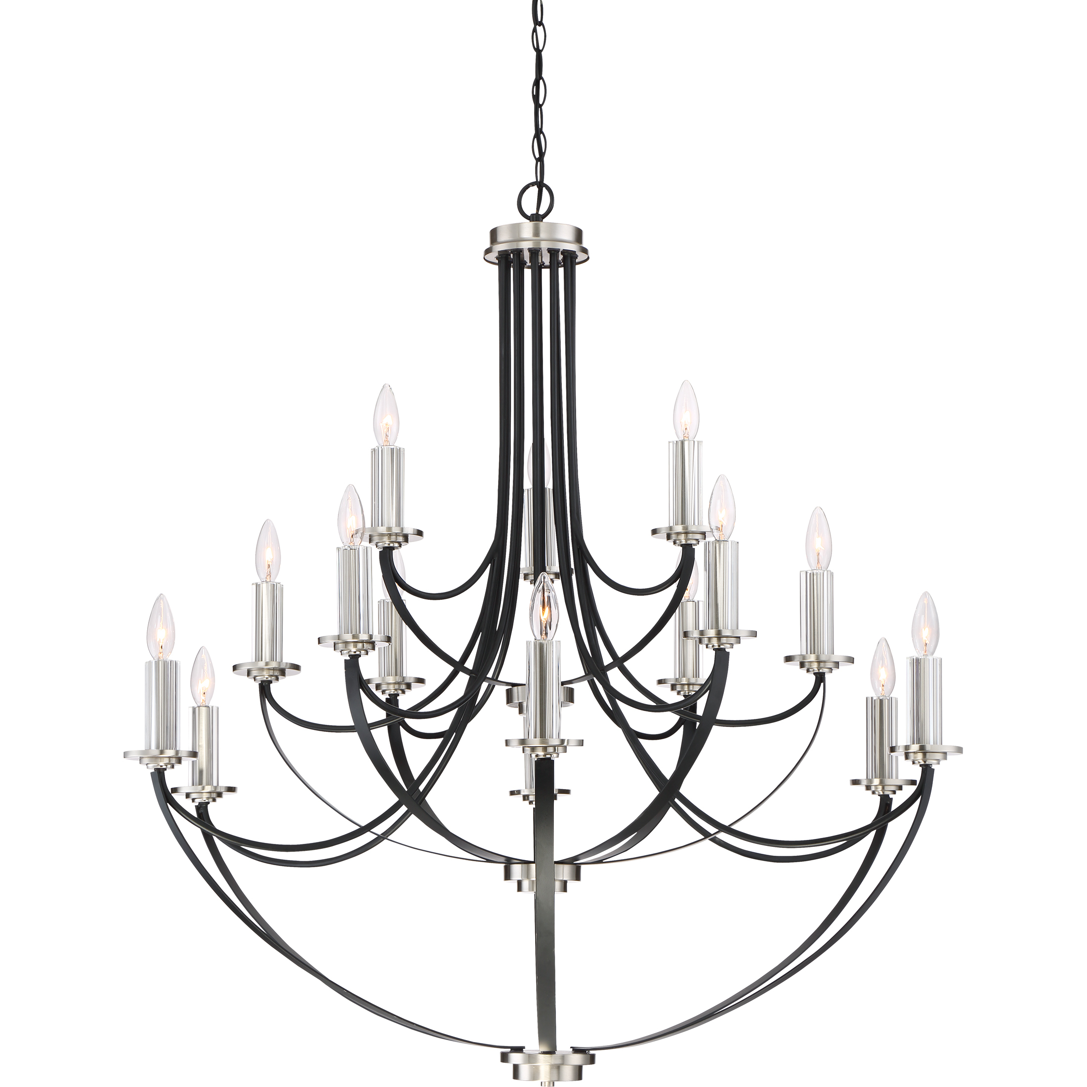 Alana 15 Light 41 inch Mystic Black Chandelier Ceiling Light, Three Tier
