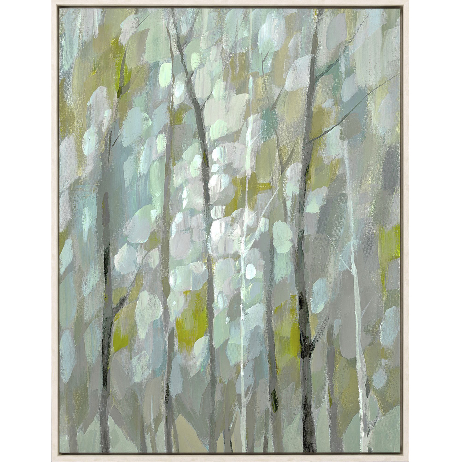 Summer Trees Gray and Green and Multi and Neutral Canvas