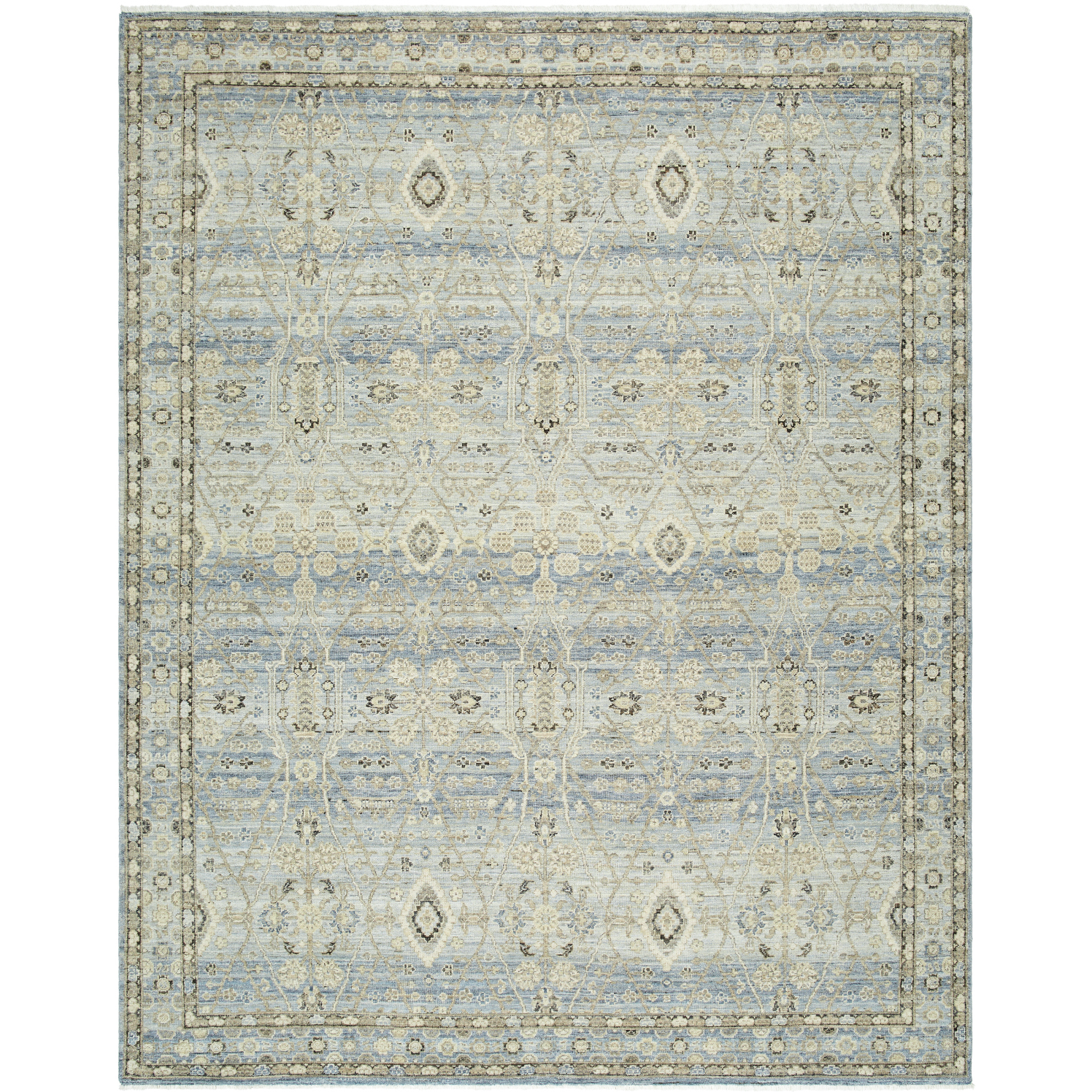 Khorasan 108 X 72 inch Ash / Sage / Light Silver Handmade Rug in 6 x 9