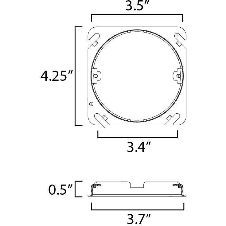 Mud Ring 4.25 inch White and Black Bath Vanity Wall Light