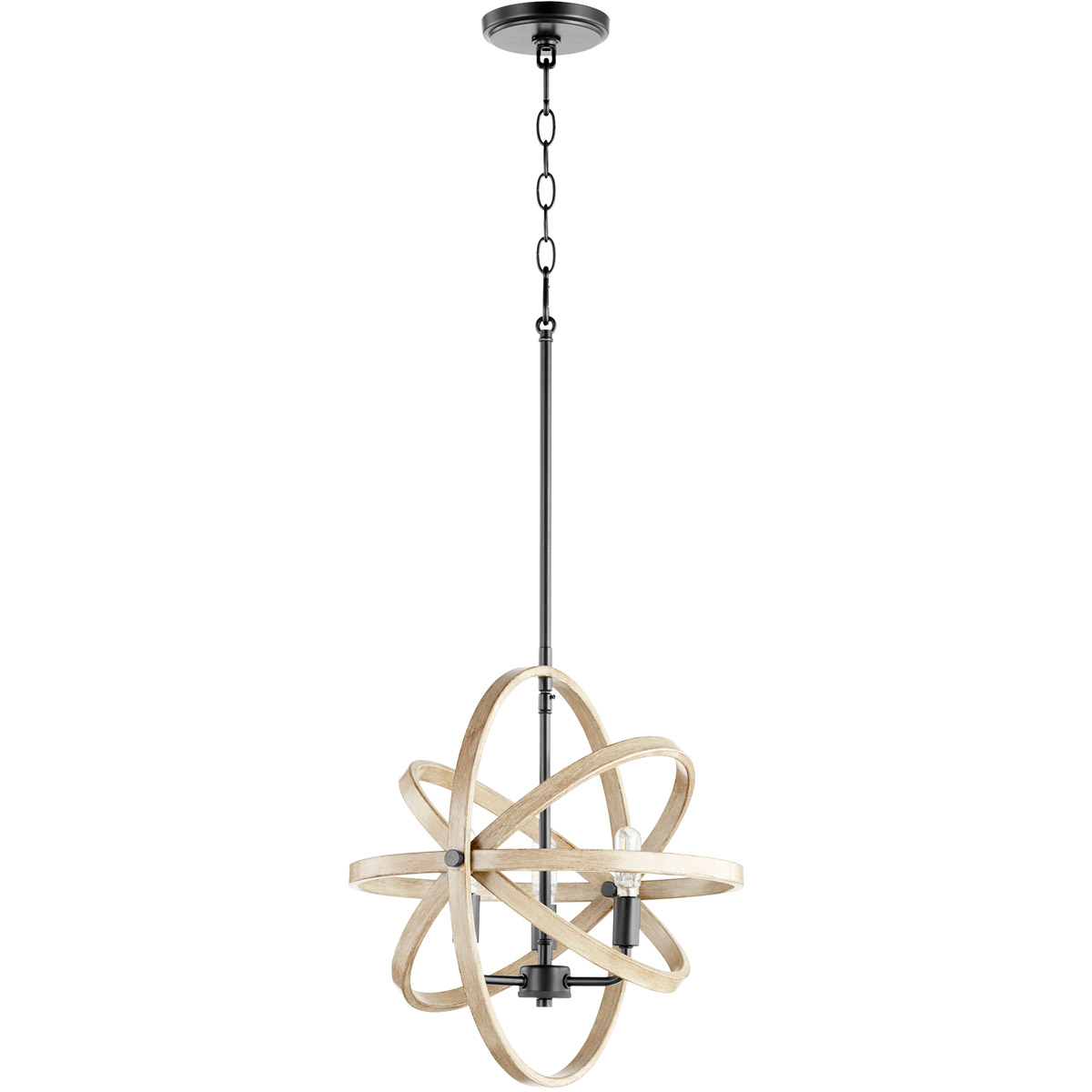 Fort Worth 3 Light 17 inch Noir with Driftwood Pendant Ceiling Light