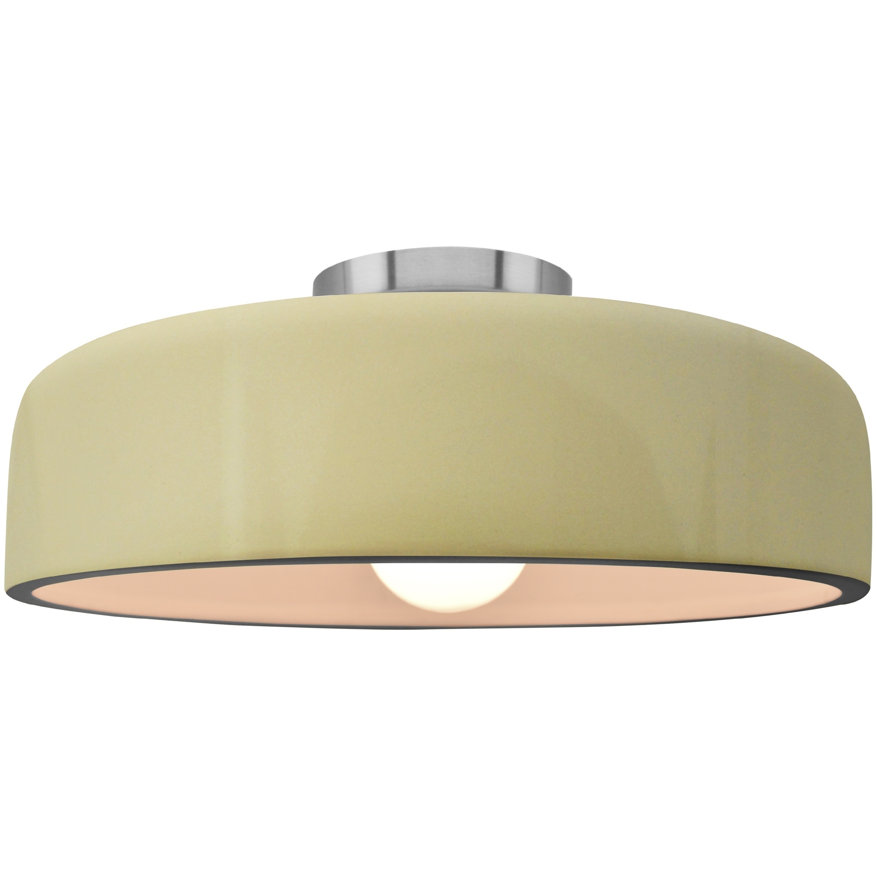 Radiance Collection - Spire 1 Light 16 inch Vanilla Gloss and Brushed Nickel Semi-Flush Ceiling Light in Replaceable Bulb, 16W x 6.5H, Form+Finish+Function