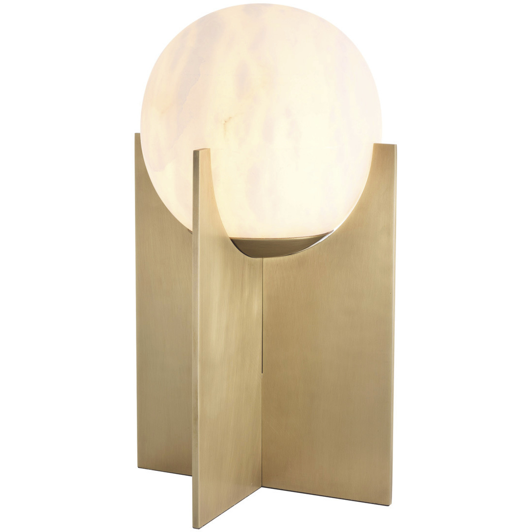 Scorpios 16.14 inch 40 watt Antique Brass and Alabaster Table Lamp Portable Light, Large