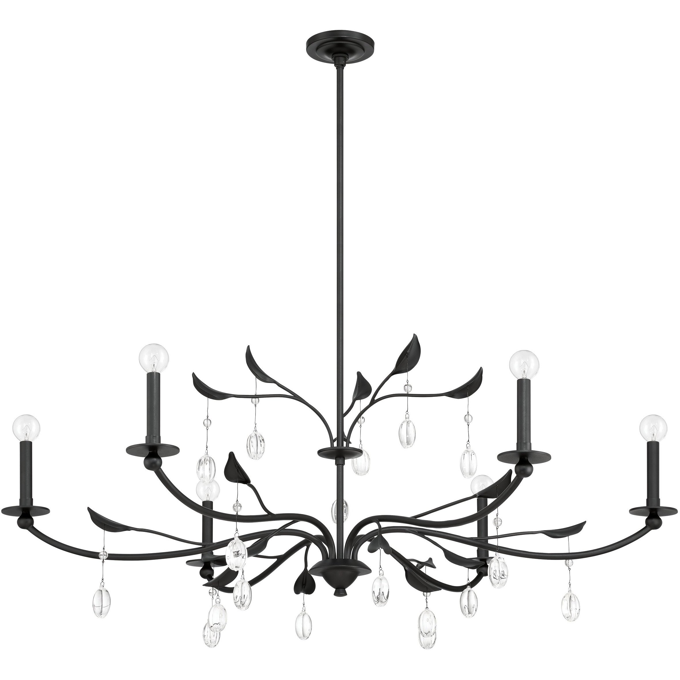 Presley 6 Light 48 inch Textured Black and Clear Chandelier Ceiling Light