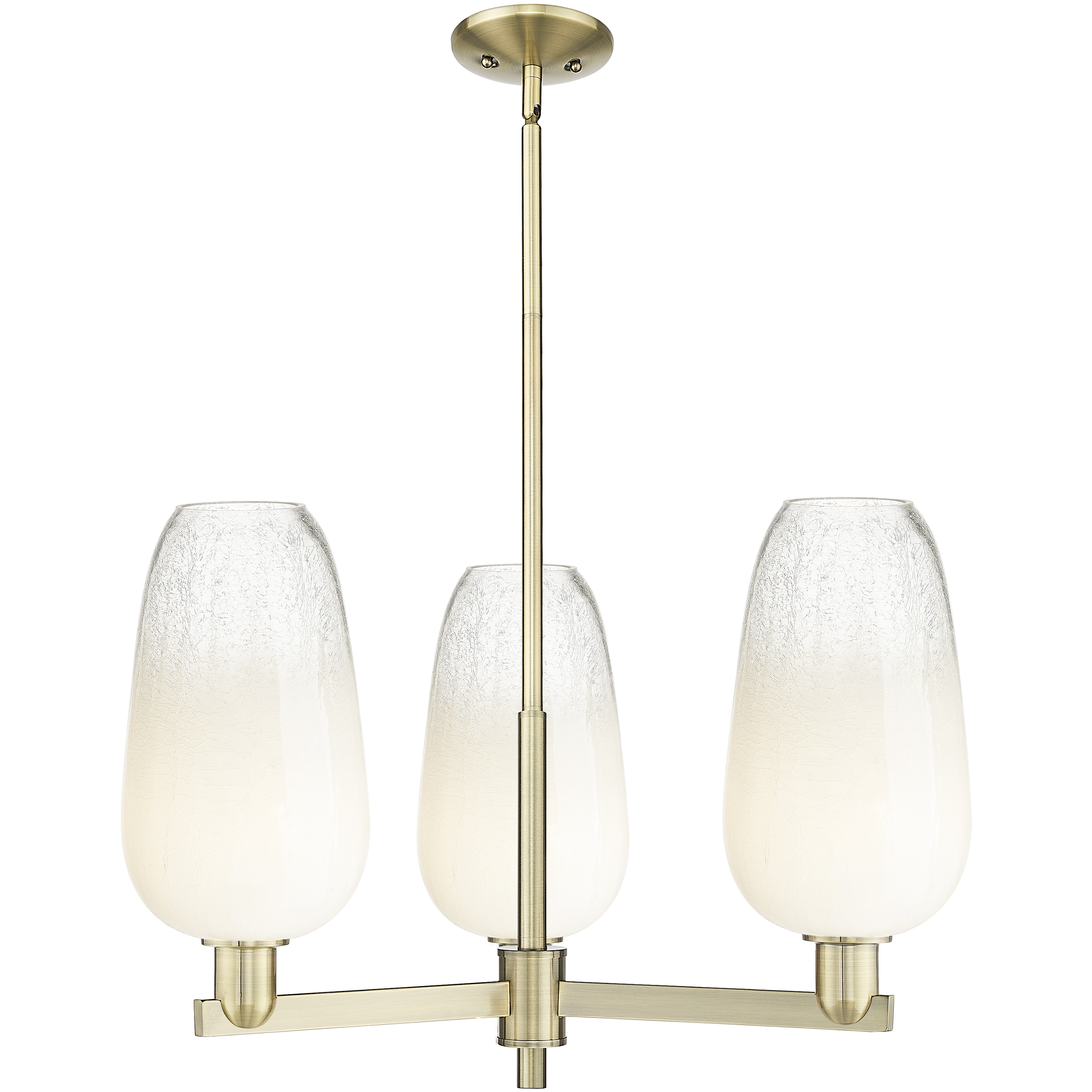 Brookhaven Flute 3 Light 17.63 inch Antique Brass Chandelier Ceiling Light in Opal Glass