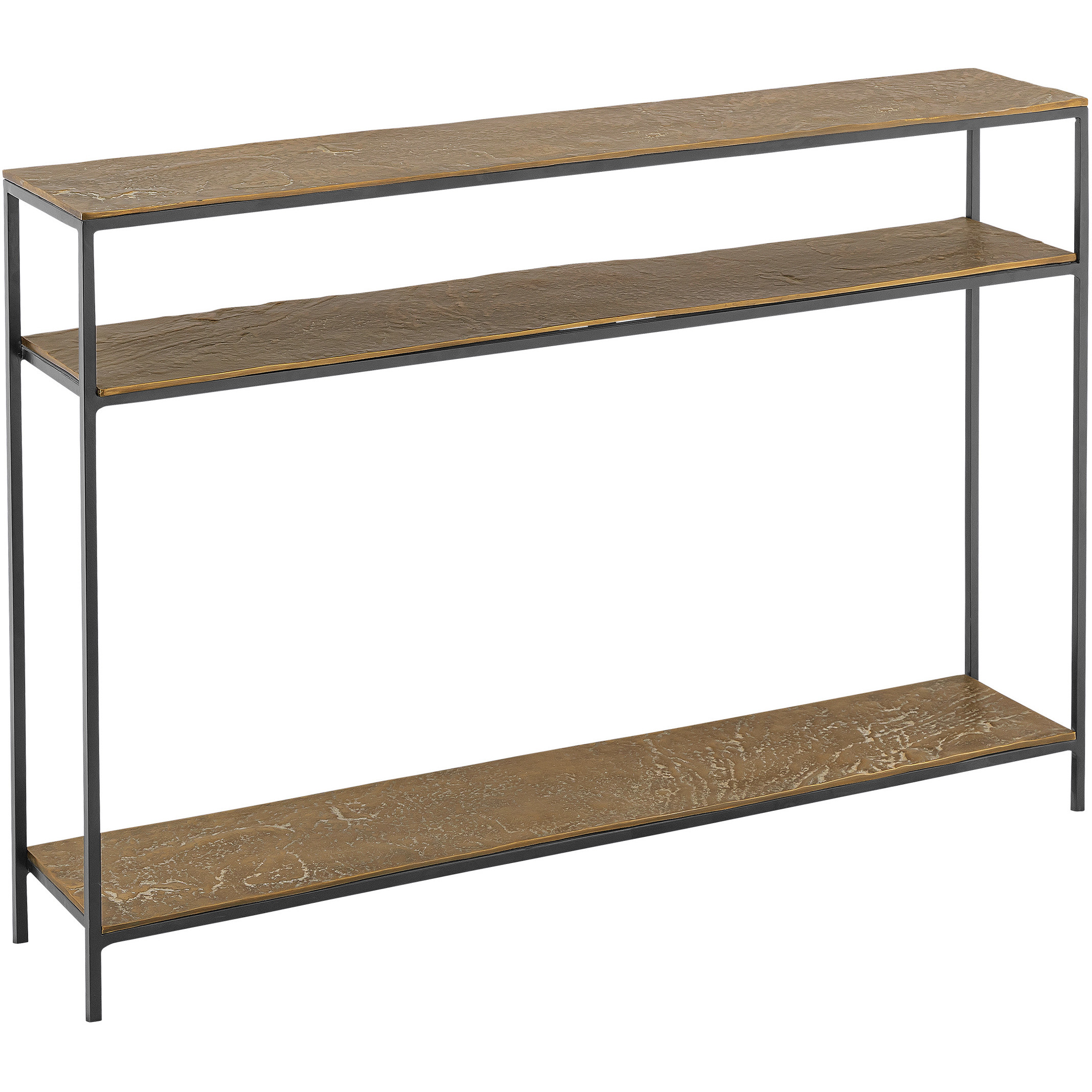 Lathi 42 inch Antique Brass and Black Console Table