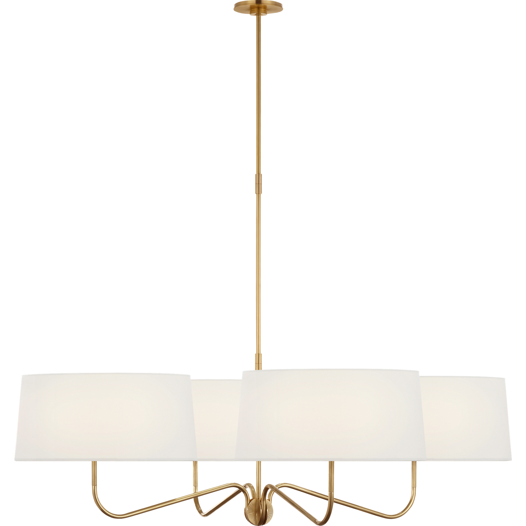Thomas O'Brien Canto LED 50 inch Hand-Rubbed Antique Brass Four Arm Chandelier Ceiling Light, Extra Large