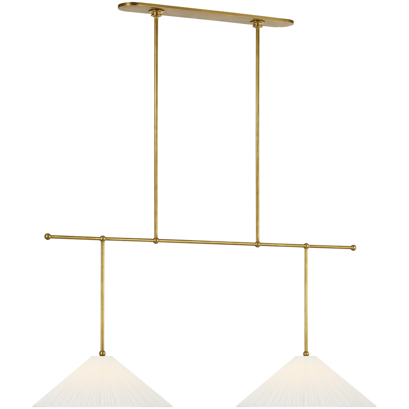 Amber Lewis Soren LED 54 inch Hand-Rubbed Antique Brass Extended Drop Linear Chandelier Ceiling Light