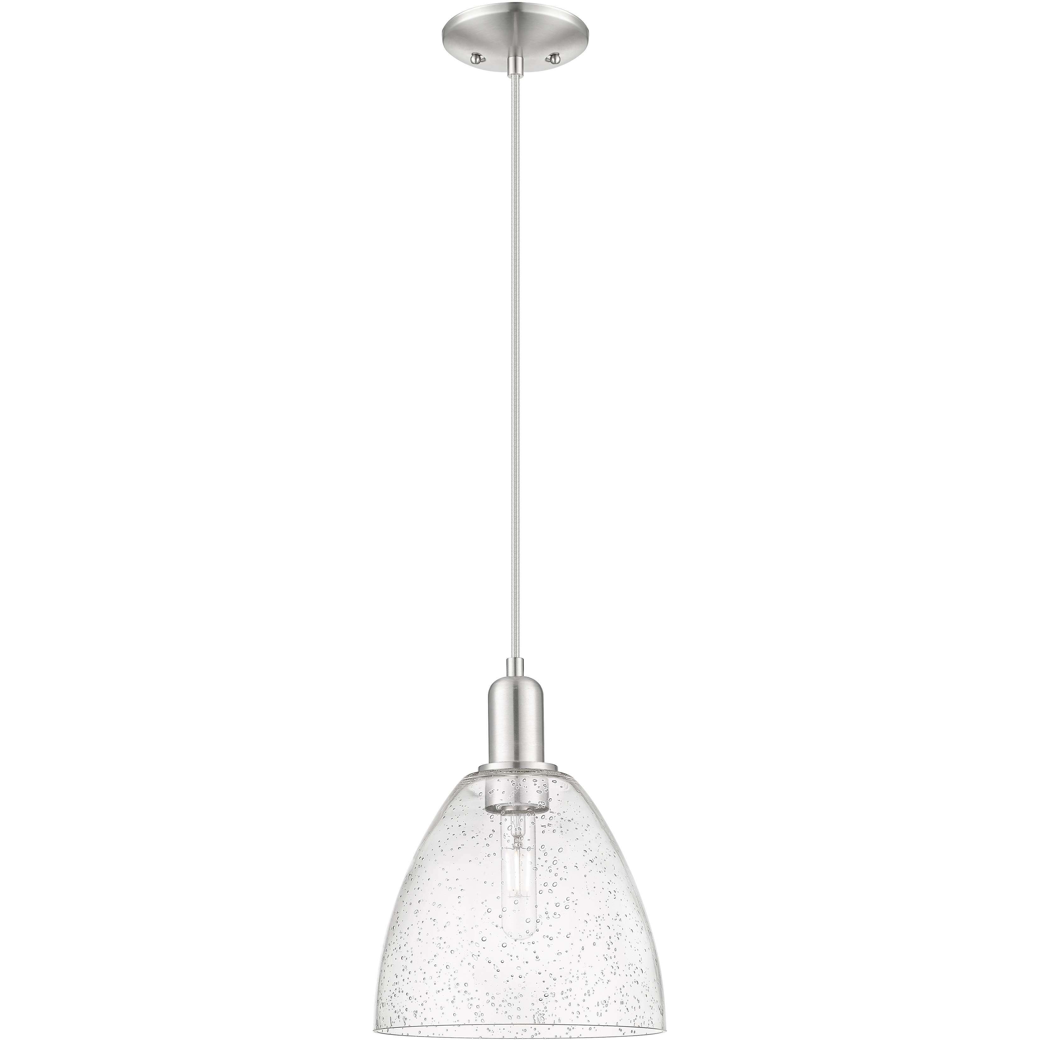Arcadia Bristol 1 Light 9 inch Brushed Satin Nickel Mini Pendant Ceiling Light in Seedy