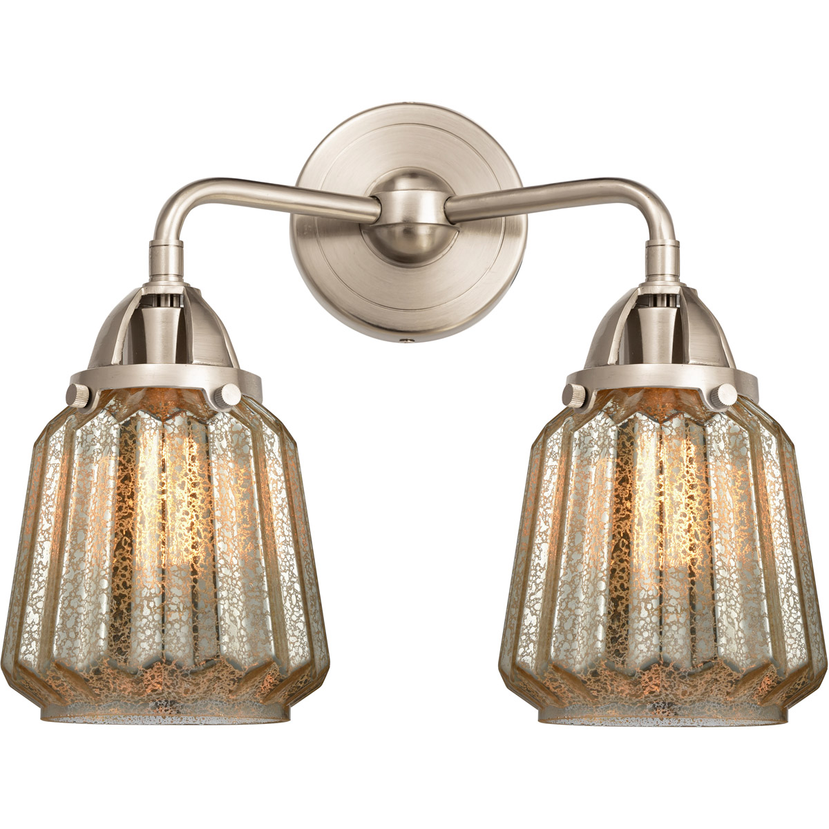 Nouveau 2 Chatham 2 Light 14 inch Brushed Satin Nickel Bath Vanity Light Wall Light in Mercury Glass