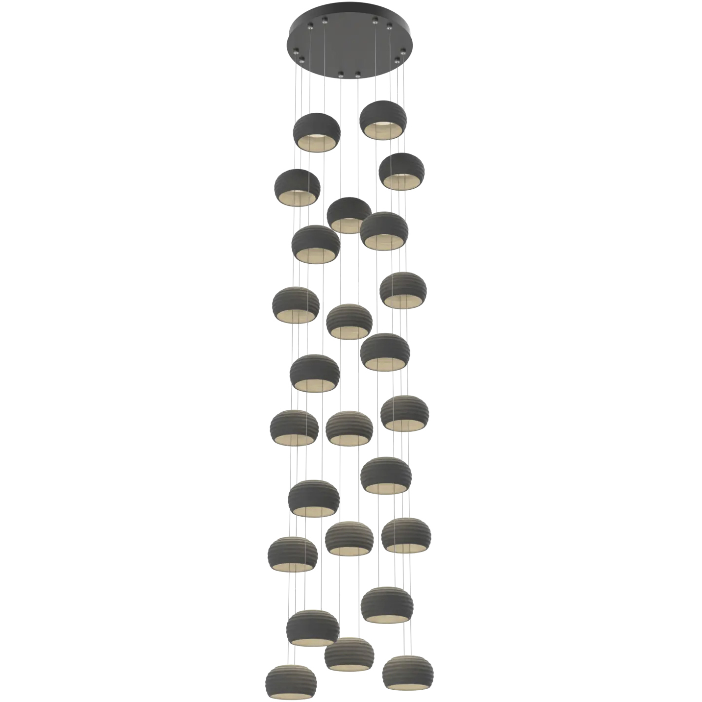 Torno LED 20 inch Matte Black with Charcoal Stack Multi-Pendant Ceiling Light