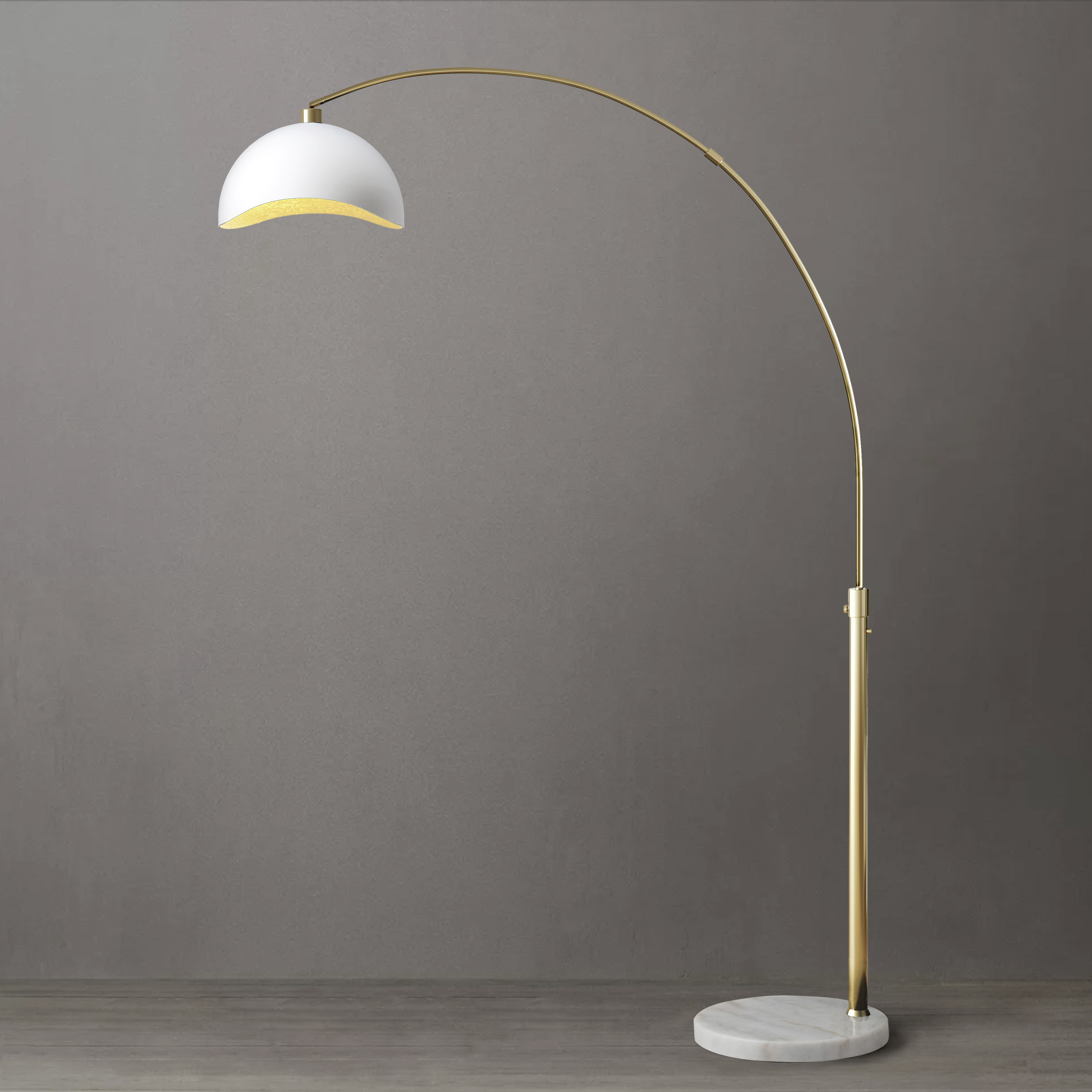 Luna Bella 92 inch 9 watt Weathered Brass and White Arc Floor Lamp Portable Light