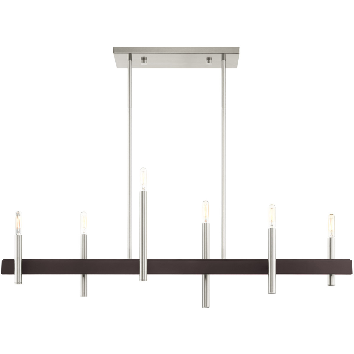 Denmark 6 Light 7.25 inch Brushed Nickel with Bronze Accents Chandelier Ceiling Light