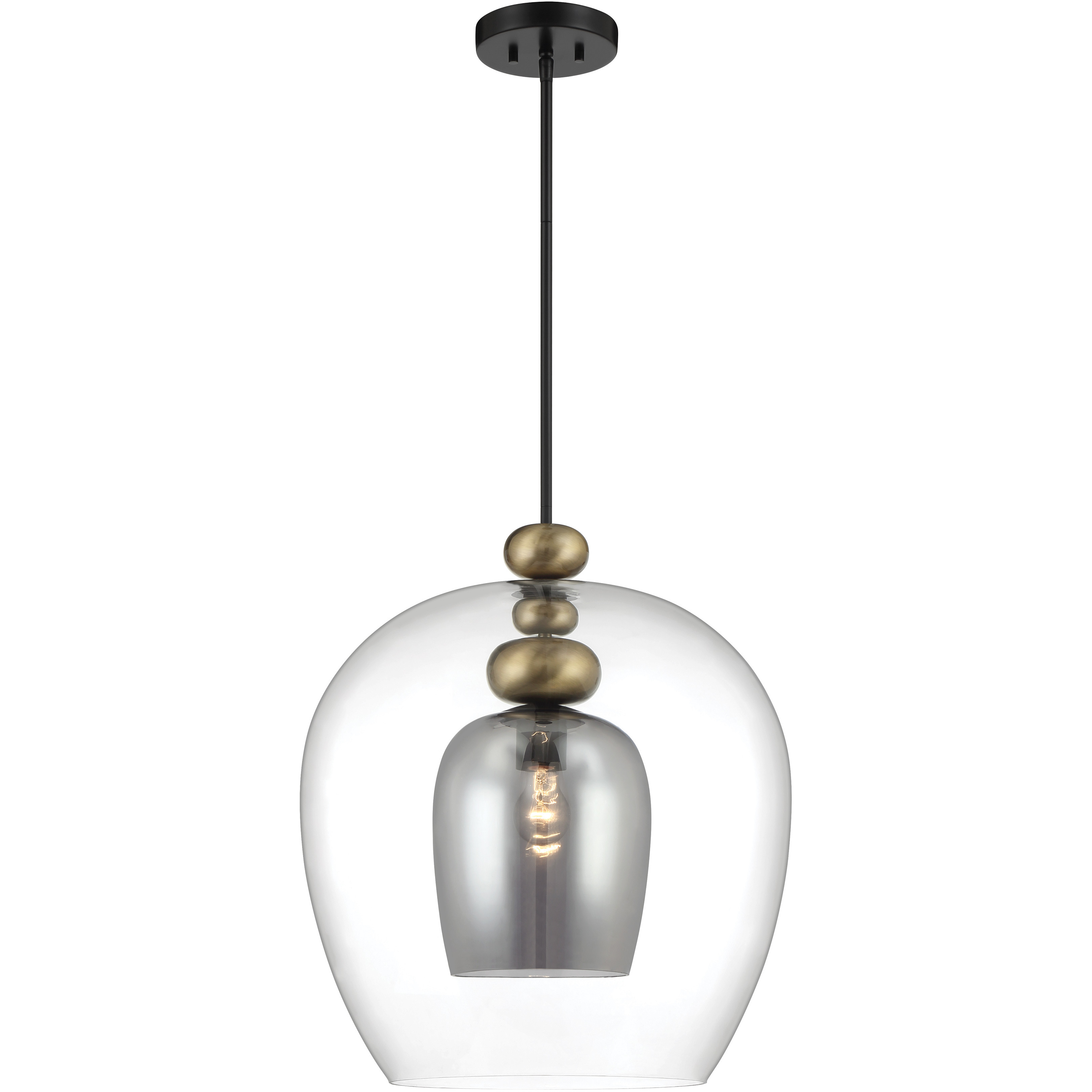 Amesbury 1 Light 19.75 inch Coal and Oxidized Aged Brass Pendant Ceiling Light