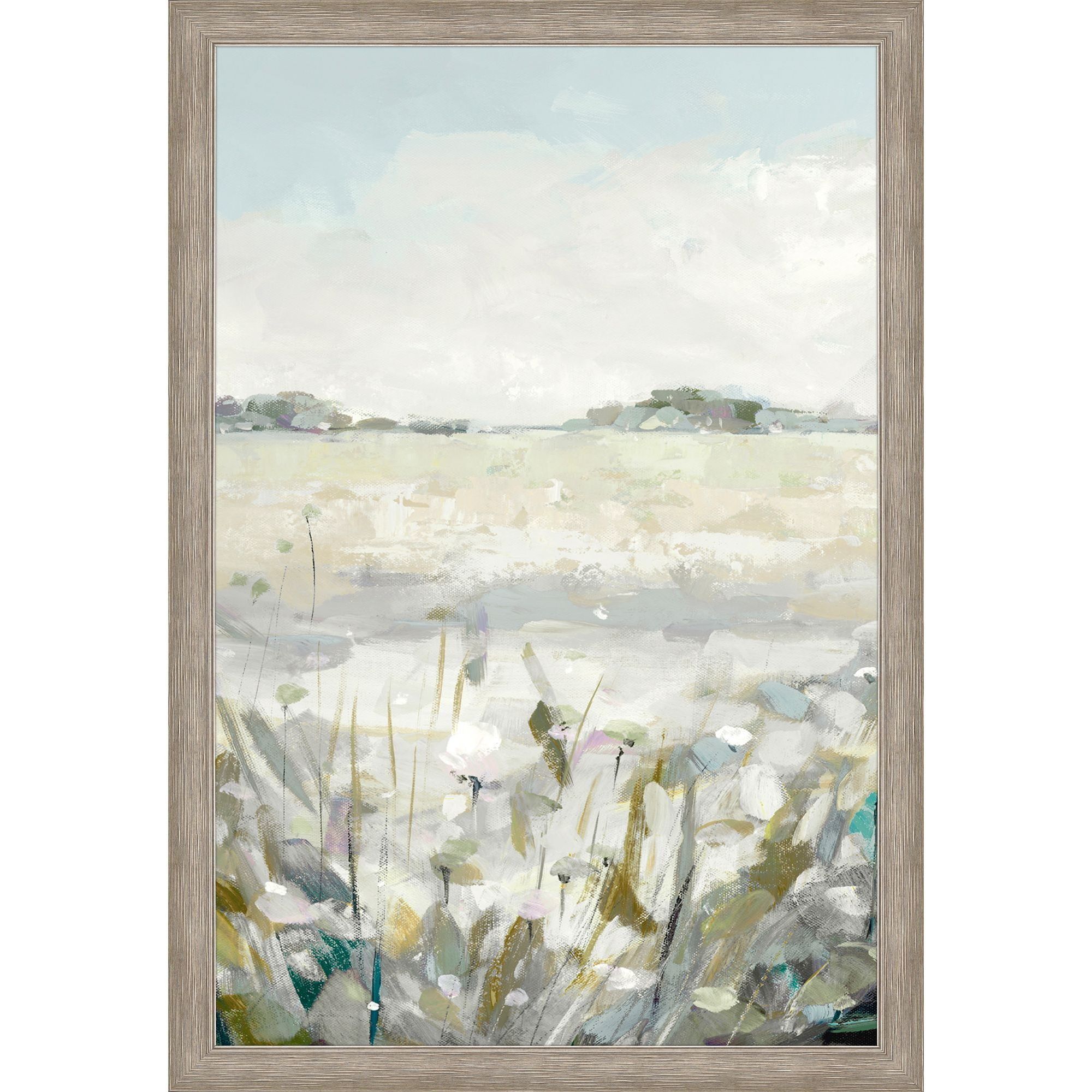 Grass Valley Green and Blue and White Framed Art
