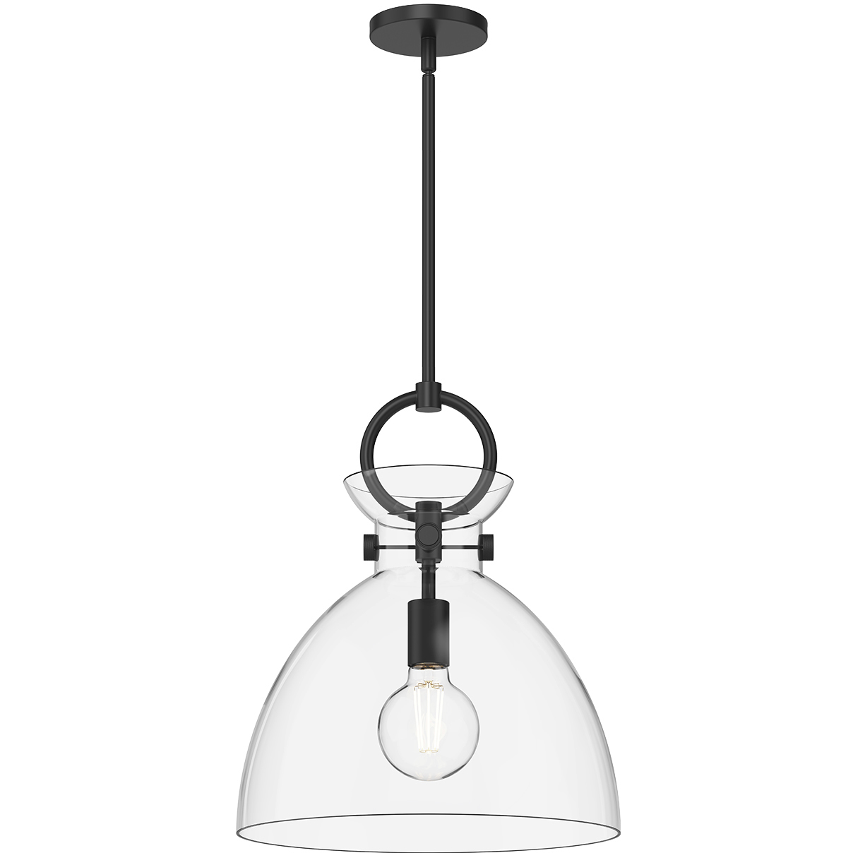 Alora Mood Waldo 1 Light 14 inch Matte Black Pendant Ceiling Light in Clear Glass