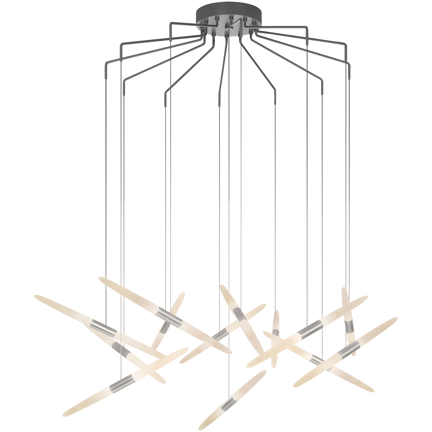 Ballet LED 46.25 inch Bright Satin Aluminum Chandelier Ceiling Light in Add 20 ft. Cord