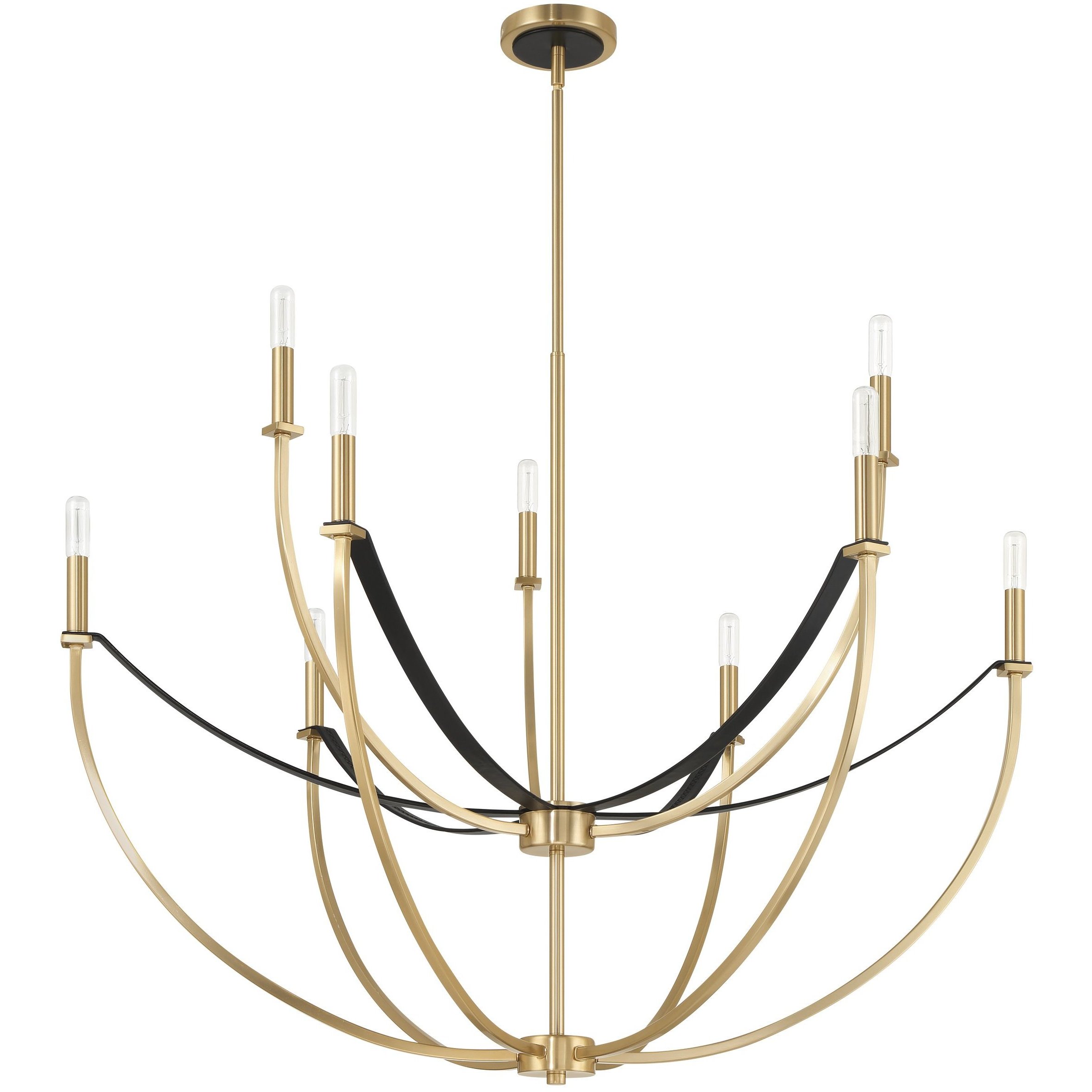 Sussex 9 Light 40.25 inch Champagne Gold and Black Chandelier Ceiling Light