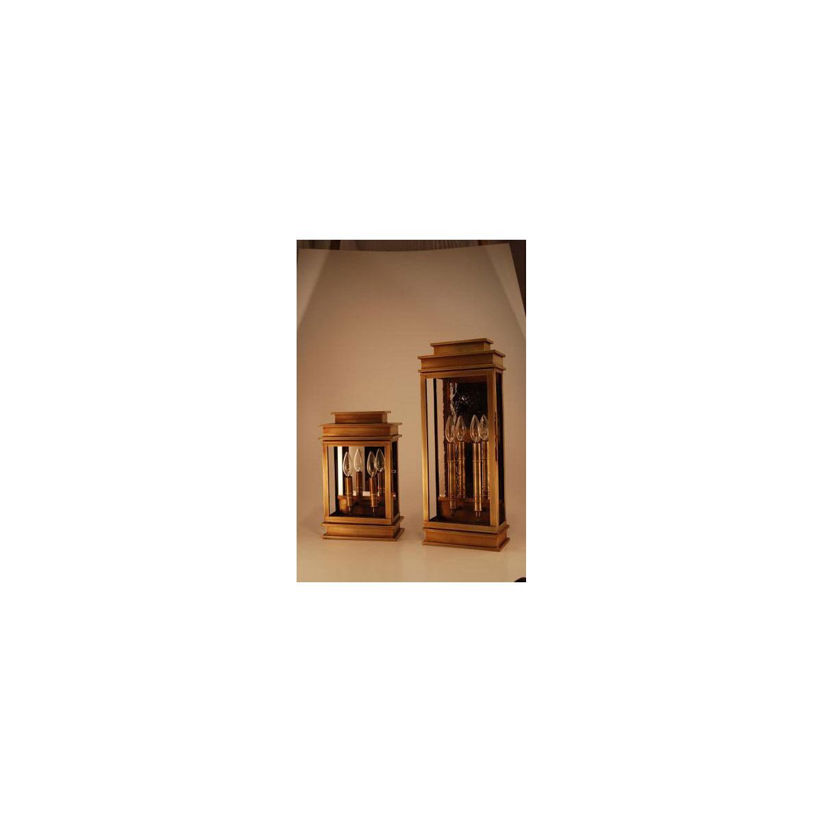 Empire 2 Light 15.5 inch Antique Brass Outdoor Wall Light in Plain Mirror, Clear Glass