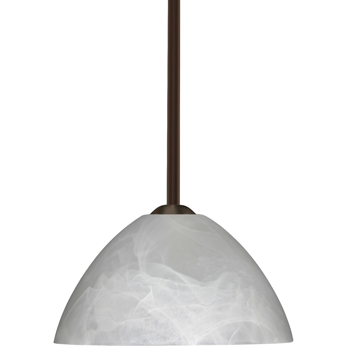 Tessa LED Bronze Stem Pendant Ceiling Light in Marble Glass