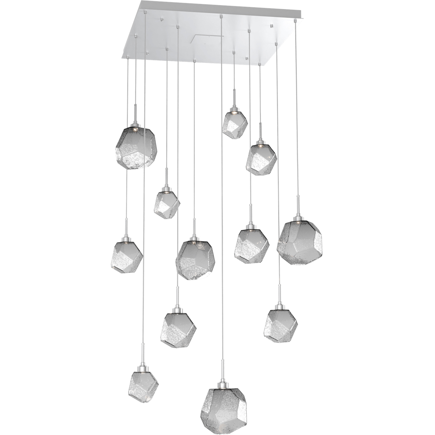 Gem LED Classic Silver Chandelier Ceiling Light, Square Multi-Port
