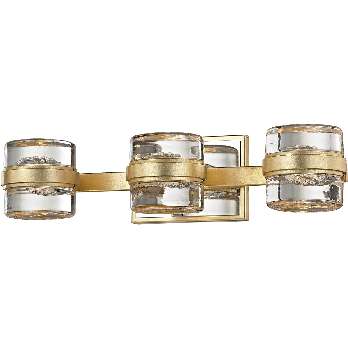 Splash LED 18.25 inch Gold Leaf Bath And Vanity Wall Light, Clear Pressed Glass