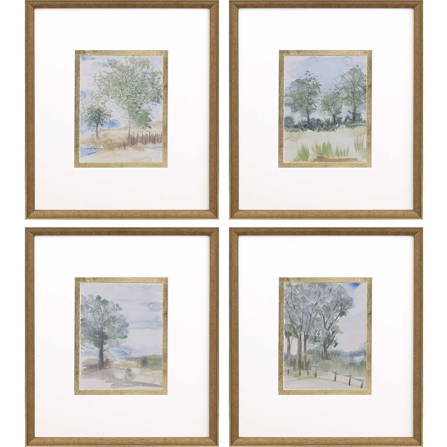 Along the Way Blue and Green and Brown and Multi Framed Art, The Studio