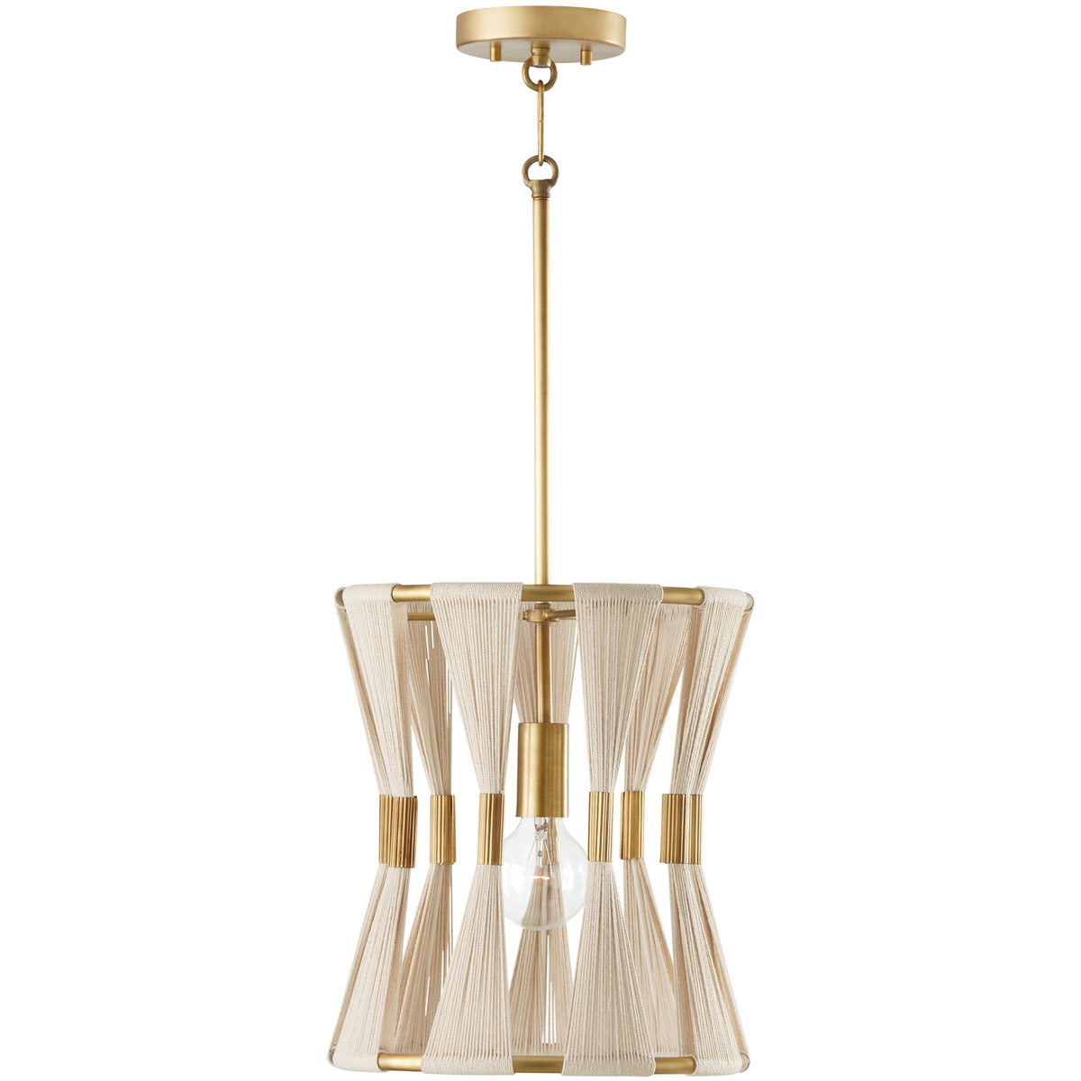Bianca 1 Light 12.25 inch Bleached Natural Rope and Patinaed Brass Pendant Ceiling Light