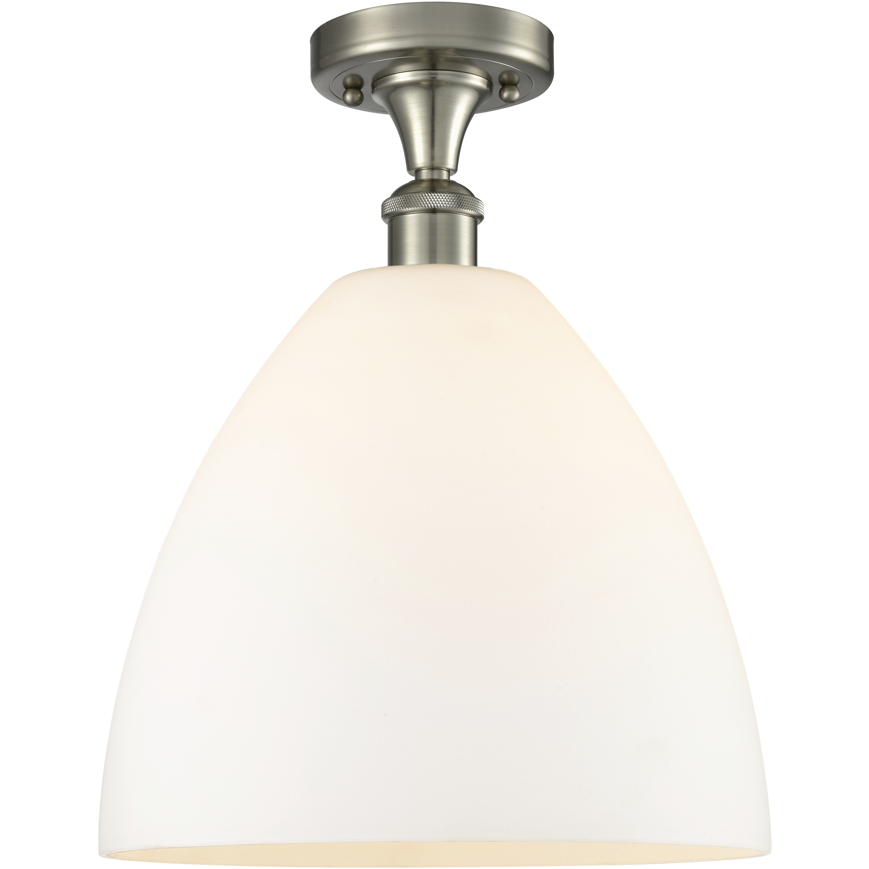 Edison Bristol Glass 1 Light 12 inch Brushed Satin Nickel Semi-Flush Mount Ceiling Light in Matte White Glass