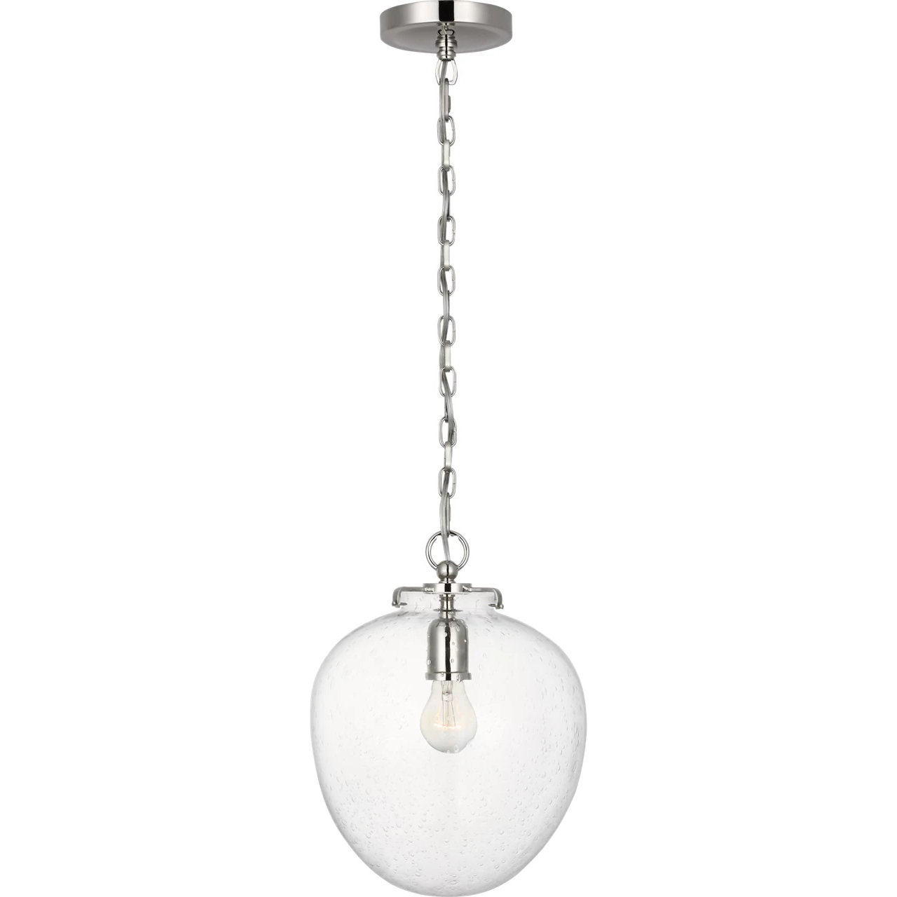 Thomas O'Brien Katie2 1 Light 10.5 inch Polished Nickel Acorn Pendant Ceiling Light in Seeded Glass