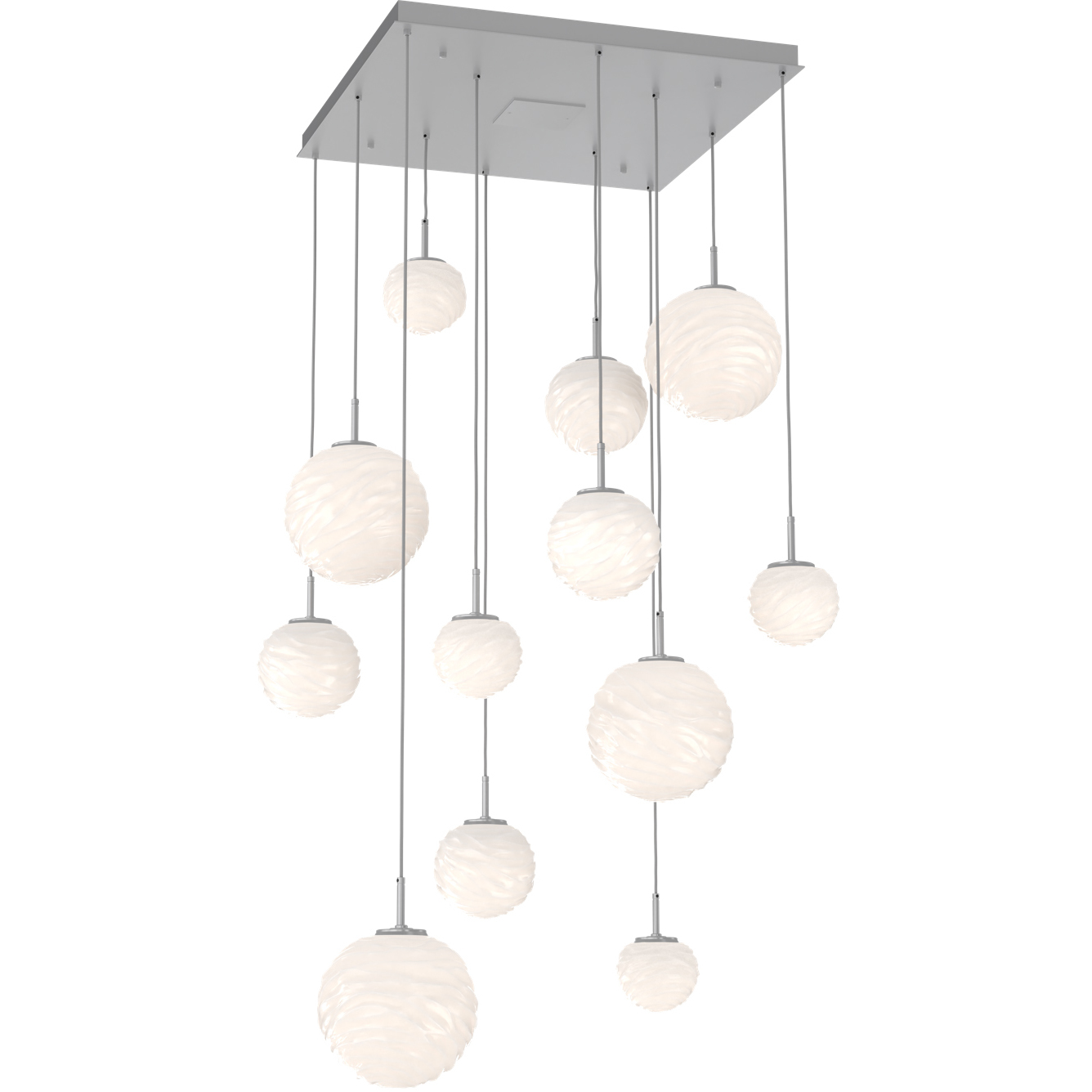 Gaia LED Classic Silver Multi-Pendant Ceiling Light in 3000K LED, Opal White