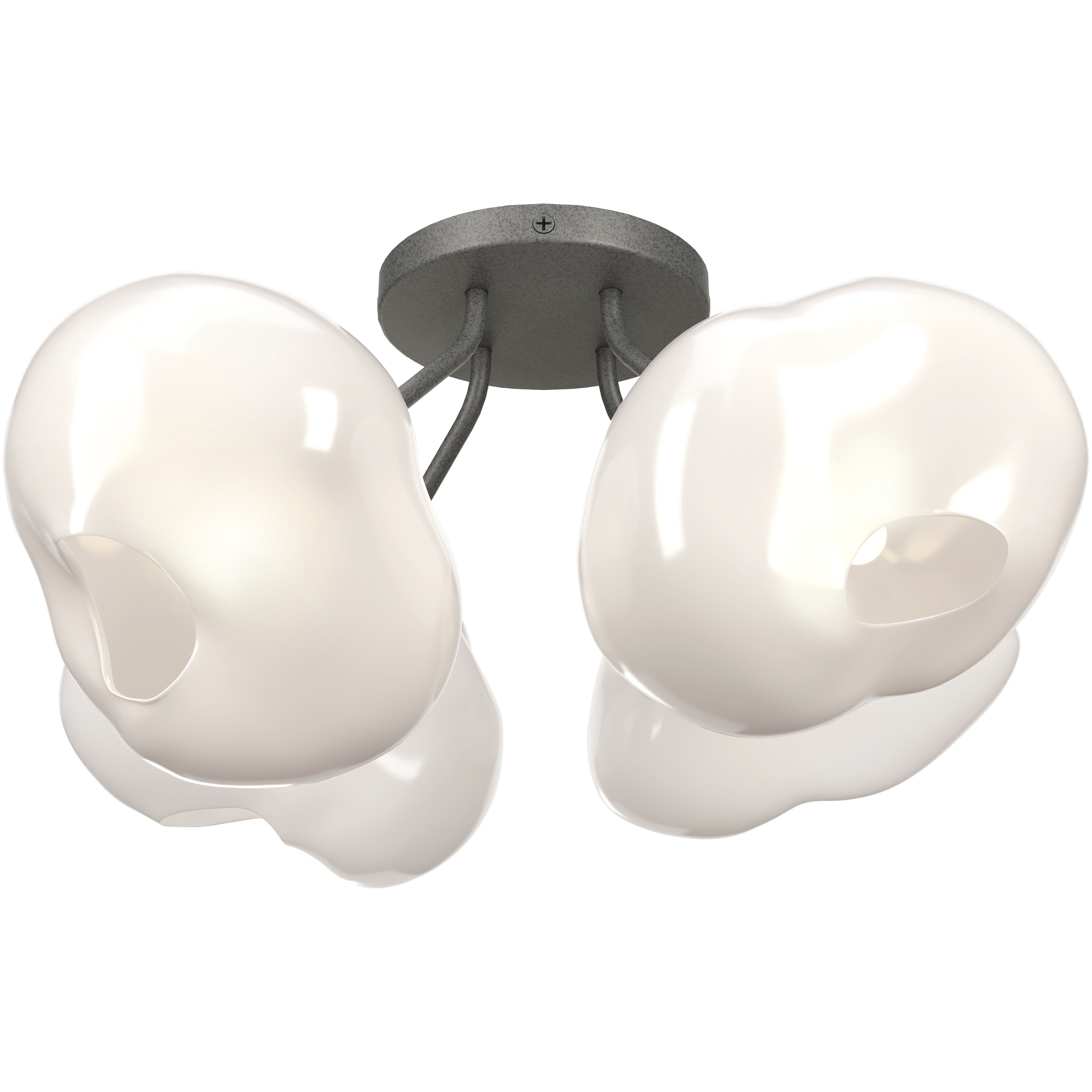 Ume 4 Light 15.2 inch Natural Iron Semi-Flush Ceiling Light in Frosted