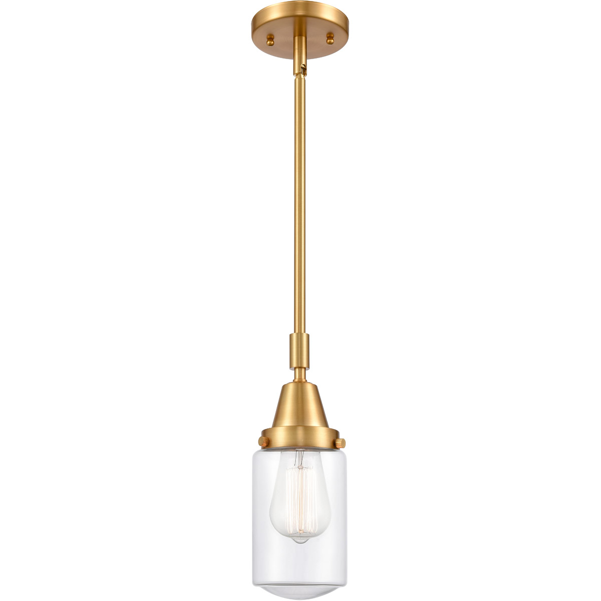 Franklin Restoration Dover LED 5 inch Satin Gold Mini Pendant Ceiling Light in Clear Glass
