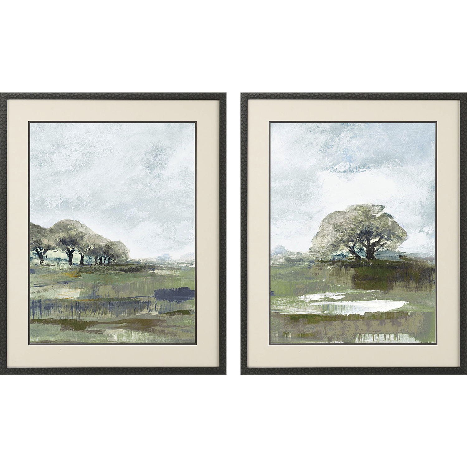Landscapes Green and Black and Gray and Purple Framed Art