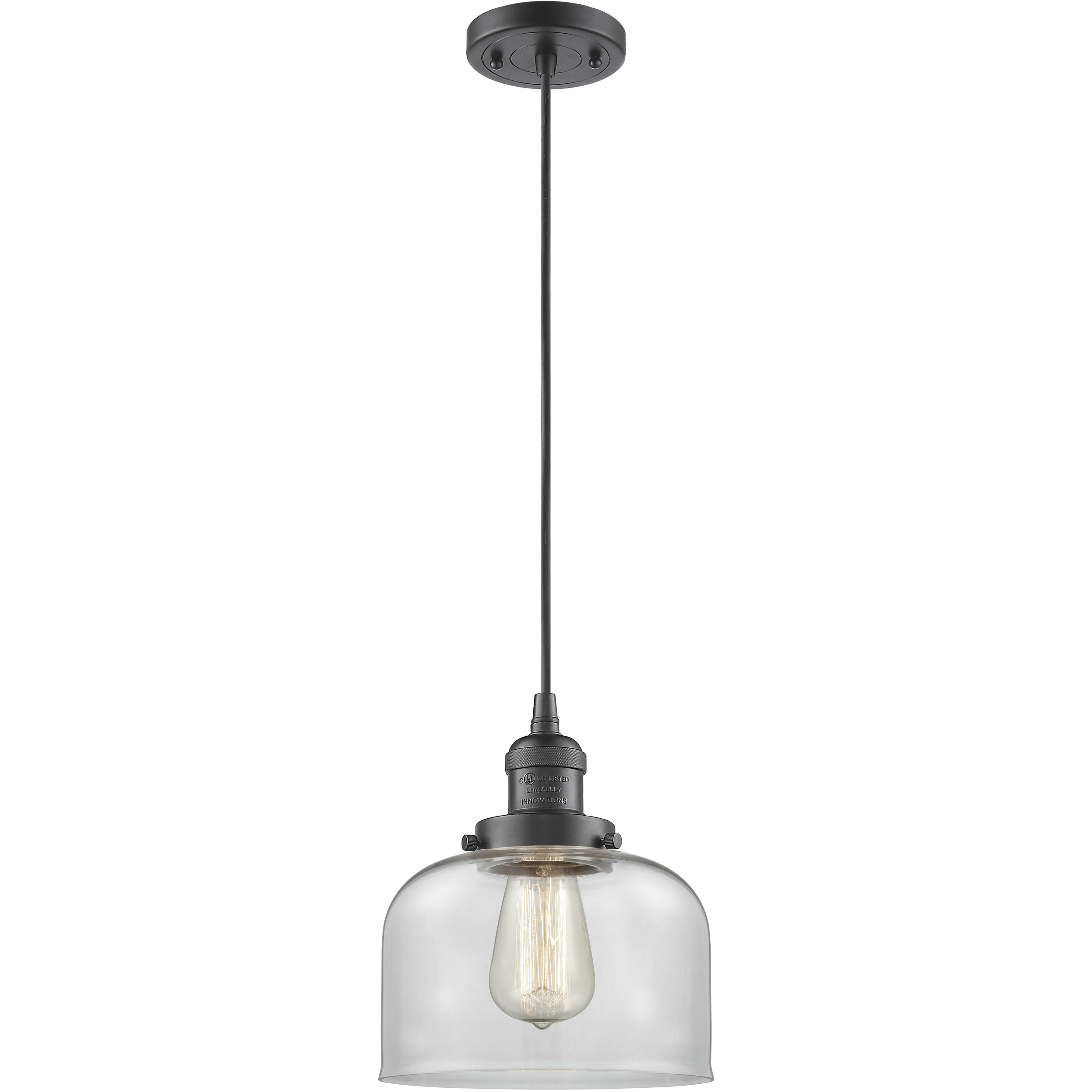 Franklin Restoration Bell 1 Light 8 inch Oil Rubbed Bronze Mini Pendant Ceiling Light in Incandescent, Clear, Franklin Restoration