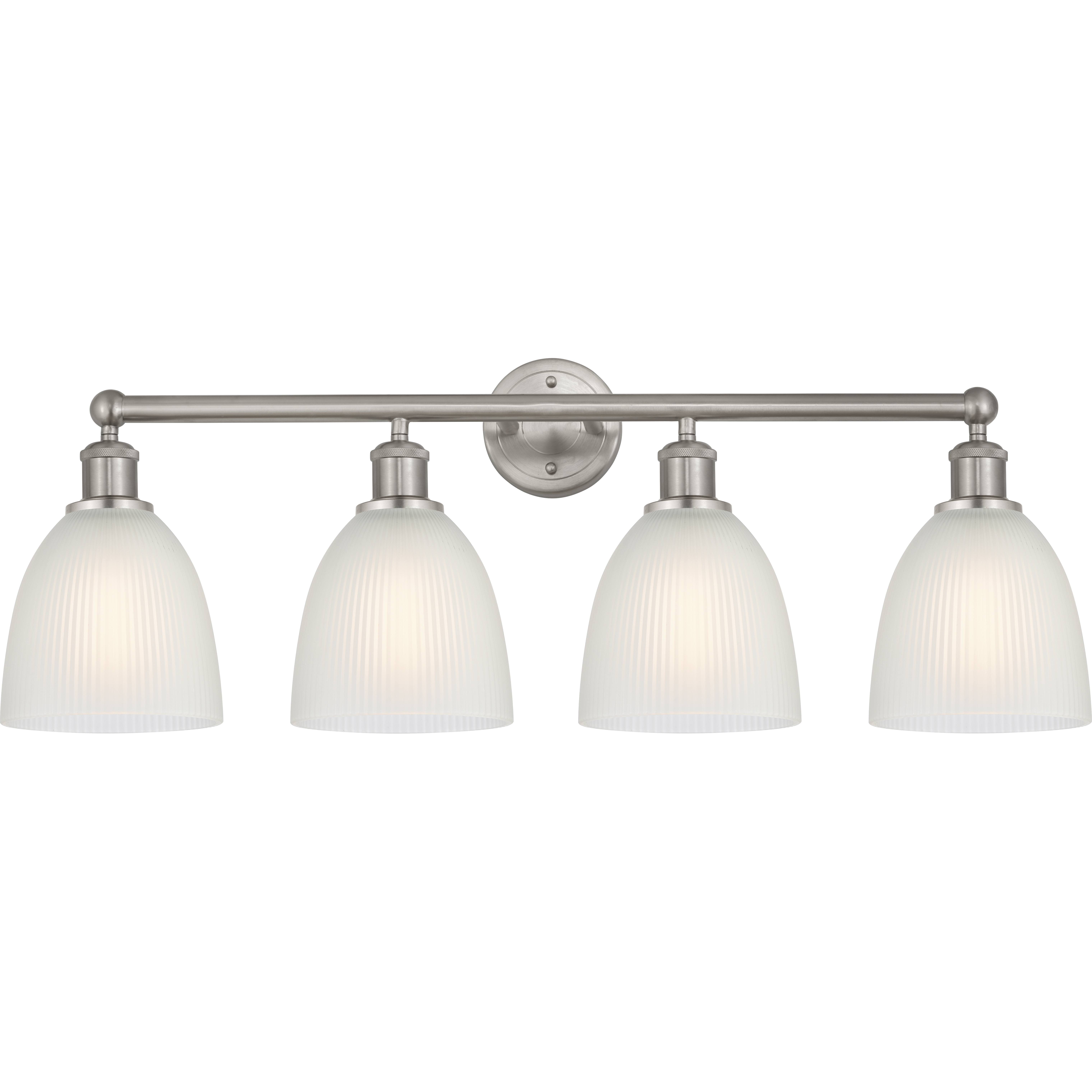 Edison Castile 4 Light 33 inch Brushed Satin Nickel Bath Vanity Light Wall Light in White