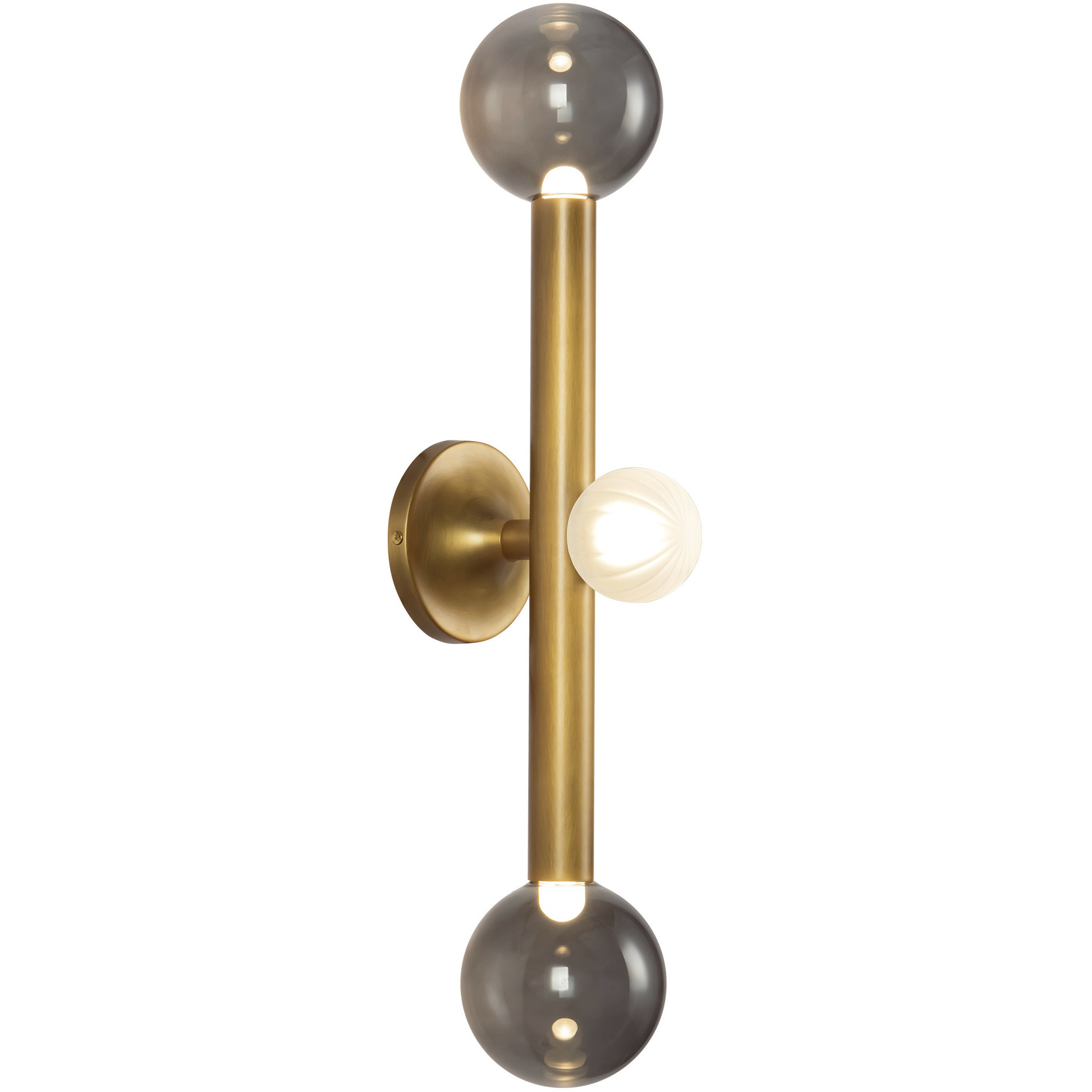 Reese 4.38 inch Vintage Brass Bath Vanity Light Wall Light in Smoked Glass